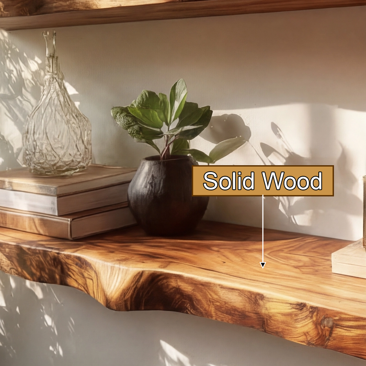 Belvaro Live Edge Solid Wood Floating Shelf SPA364546 - Timberustic Floating Shelf
