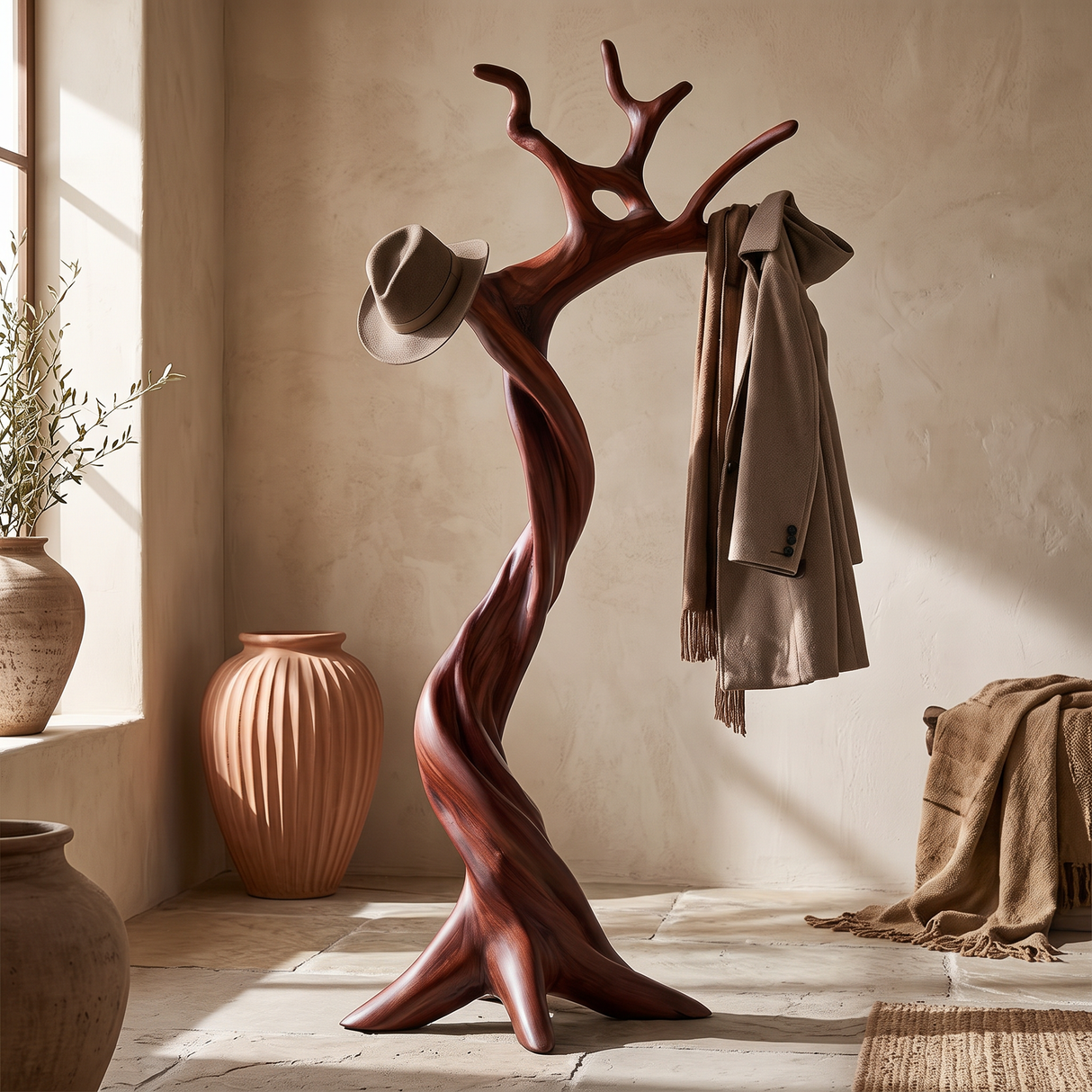 Bramblecrest Handcrafted Sculpted Solid Wood Tree Coat Rack