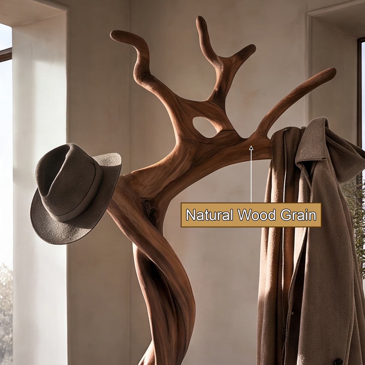 Bramblecrest Handcrafted Sculpted Solid Wood Tree Coat Rack