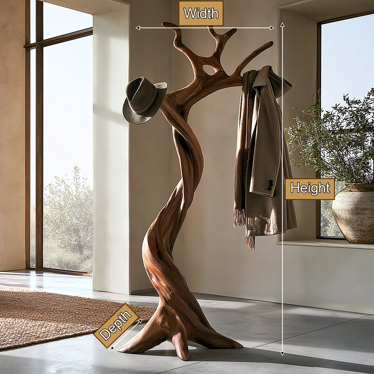 Bramblecrest Handcrafted Sculpted Solid Wood Tree Coat Rack