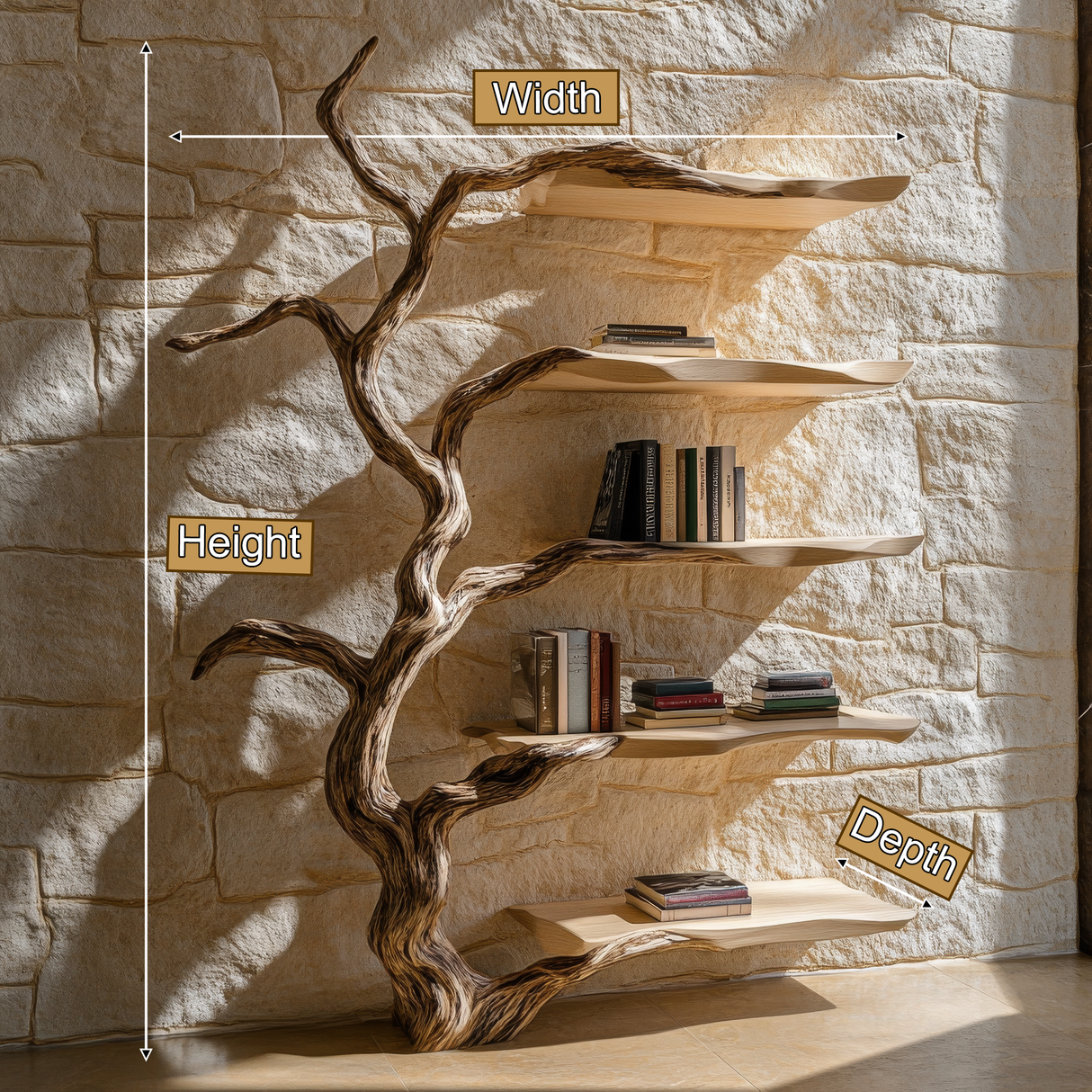 Bramblecrest Handcrafted Solid Wood Tree Bookshelf - Timberustic Tree Bookshelf