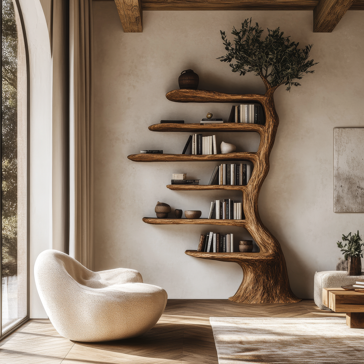 Bramblehart Sculpted Solid Wood Tree Bookshelf - Timberustic Tree Bookshelf