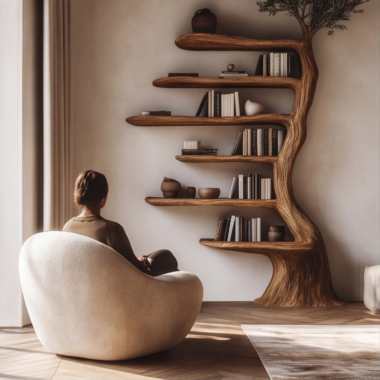 Bramblehart Sculpted Solid Wood Tree Bookshelf - Timberustic Tree Bookshelf
