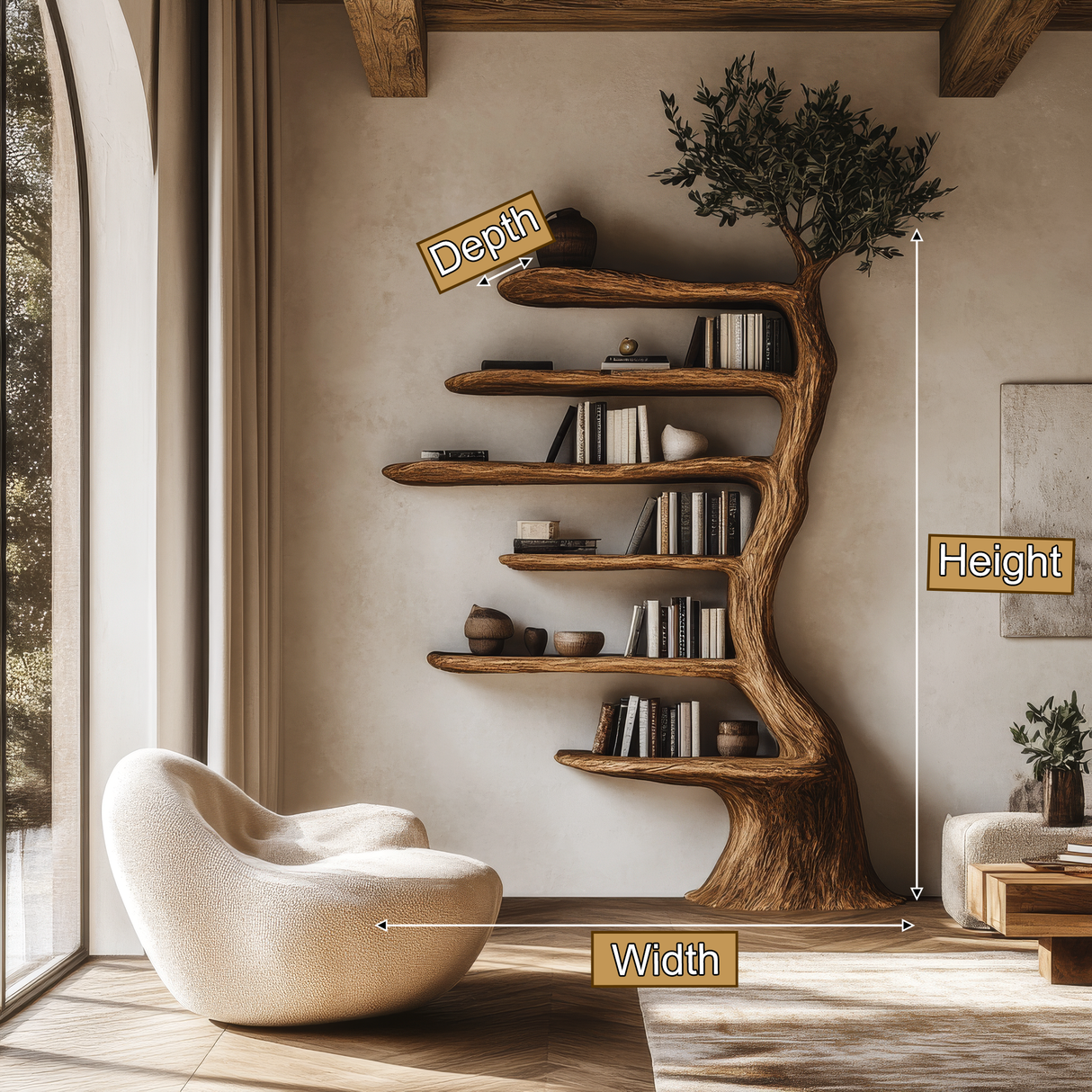 Bramblehart Sculpted Solid Wood Tree Bookshelf - Timberustic Tree Bookshelf