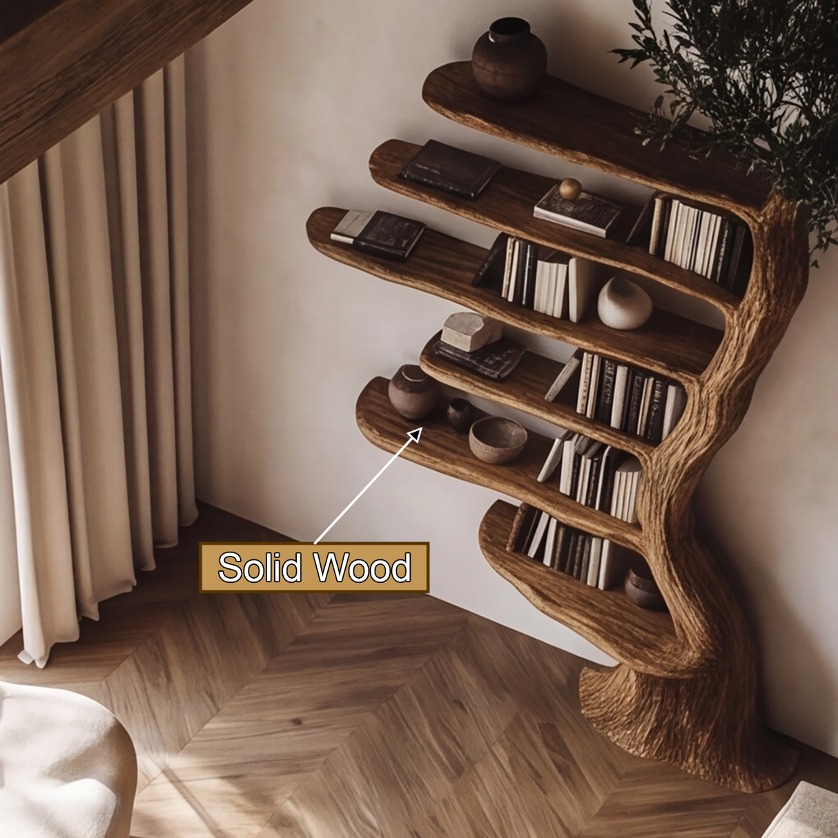 Bramblehart Sculpted Solid Wood Tree Bookshelf - Timberustic Tree Bookshelf