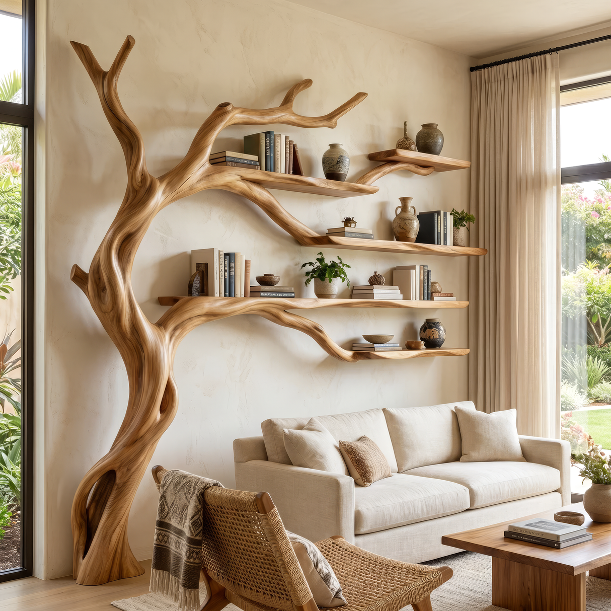 Brambleoak Handcrafted Solid Wood Tree Bookshelf