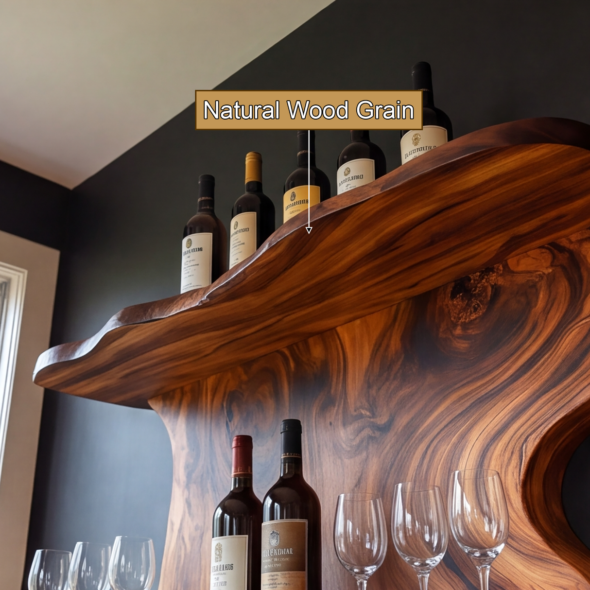 Bramblewood Live Edge Solid Wood Floating Wine Shelf SPA244750