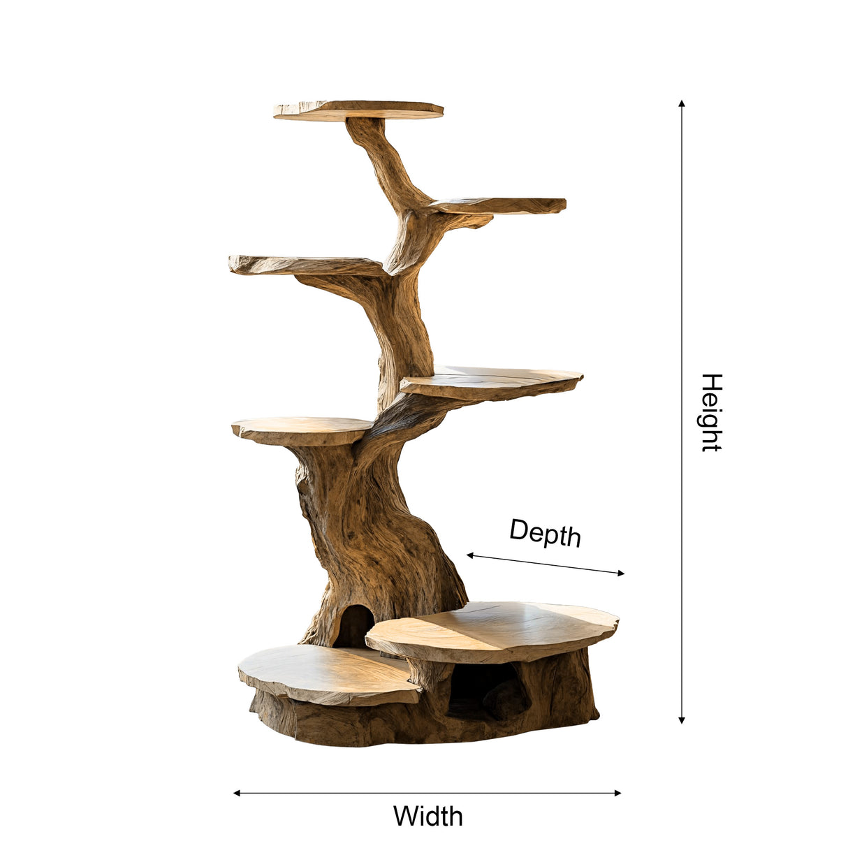 Branched Sculpted Solid Wood Tree-Inspired Cat Tree Shelf - Timberustic Tree-Inspired Cat Tree Shelf