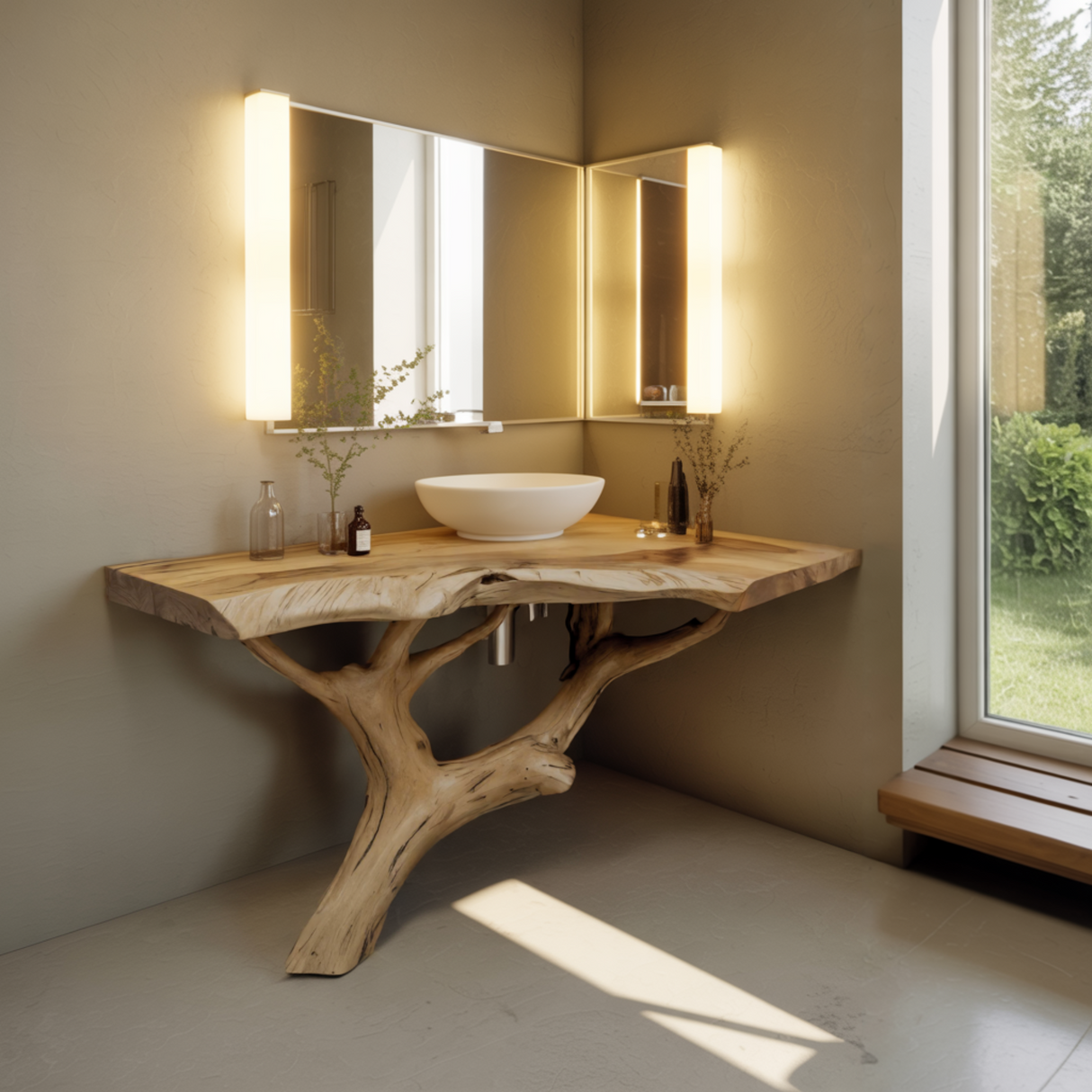 Branchflow Solid Wood Corner Bathroom Vanity