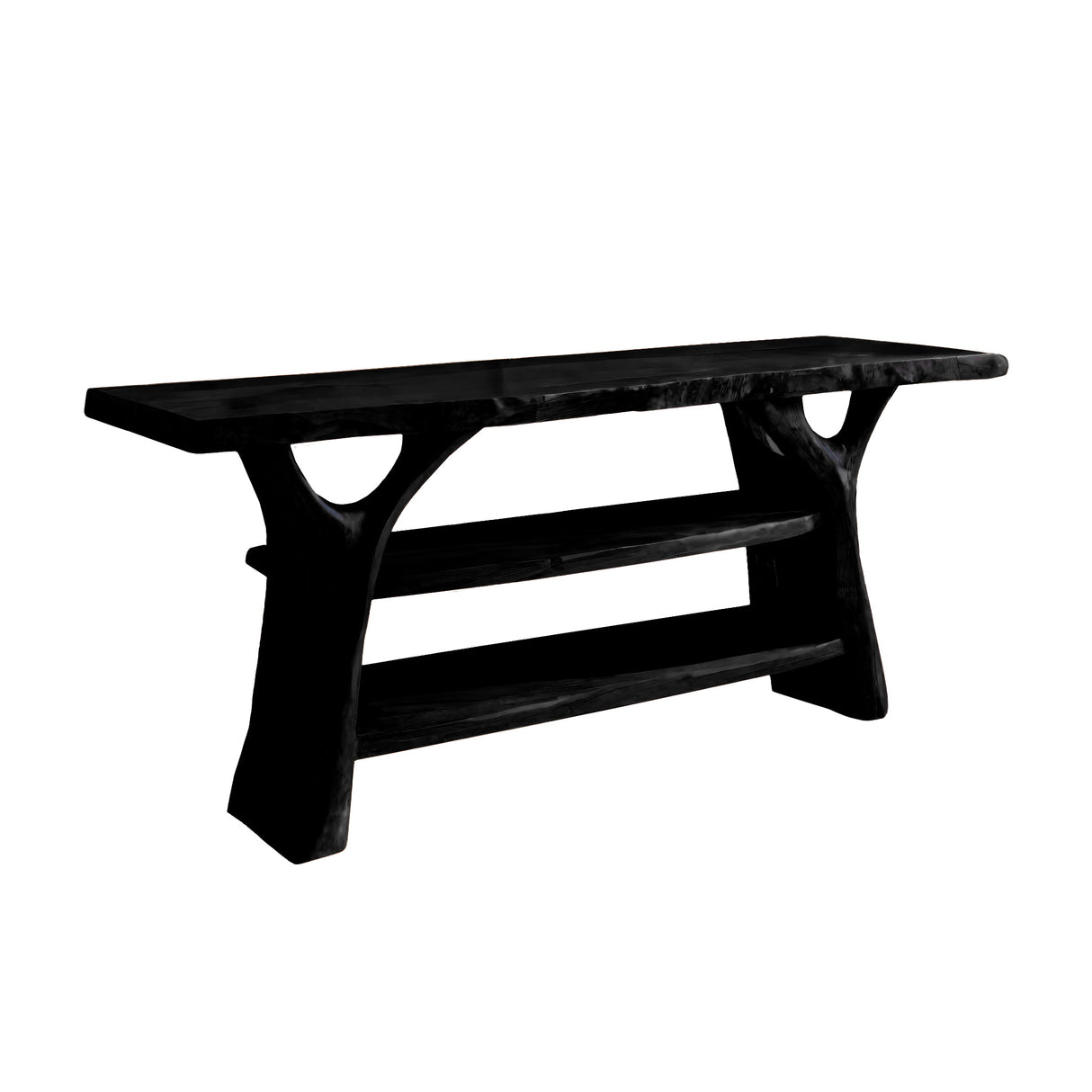 Branchline Solid Wood Live Edge Freestanding Bathroom Vanity with Shelves Black - Timberustic Freestanding Bathroom Vanity with Shelves
