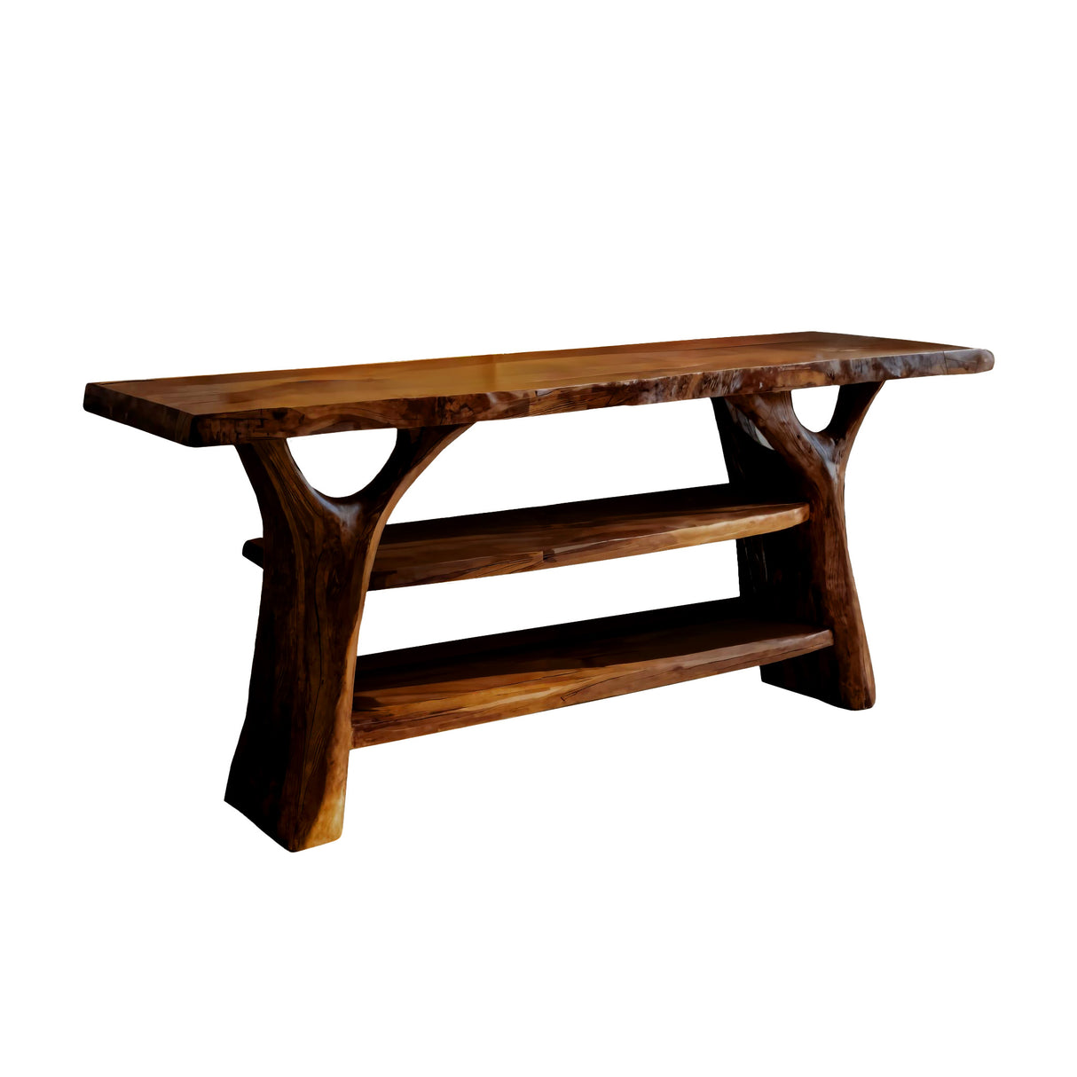 Branchline Solid Wood Live Edge Freestanding Bathroom Vanity with Shelves Brown - Timberustic Freestanding Bathroom Vanity with Shelves