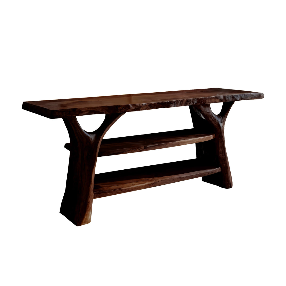 Branchline Solid Wood Live Edge Freestanding Bathroom Vanity with Shelves Dark Walnut - Timberustic Freestanding Bathroom Vanity with Shelves
