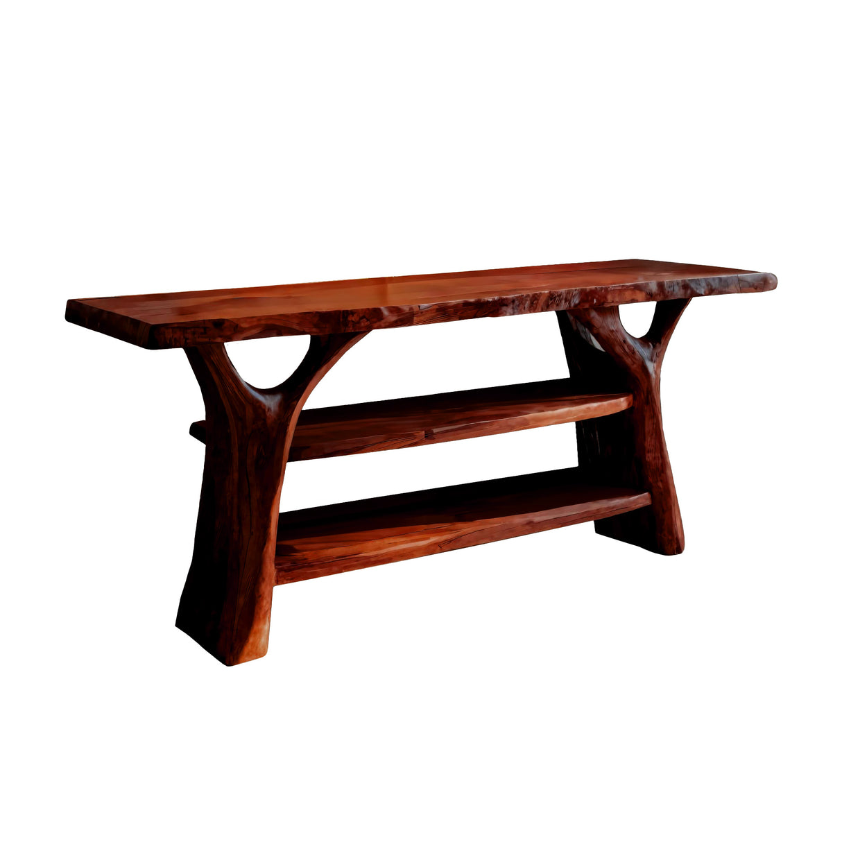 Branchline Solid Wood Live Edge Freestanding Bathroom Vanity with Shelves Mahogany - Timberustic Freestanding Bathroom Vanity with Shelves