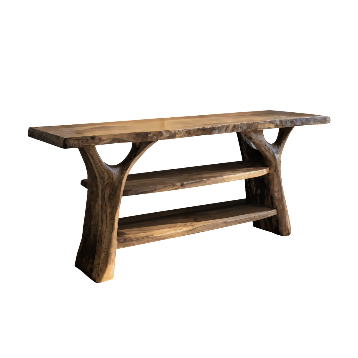 Branchline Solid Wood Live Edge Freestanding Bathroom Vanity with Shelves Natural Oak - Timberustic Freestanding Bathroom Vanity with Shelves
