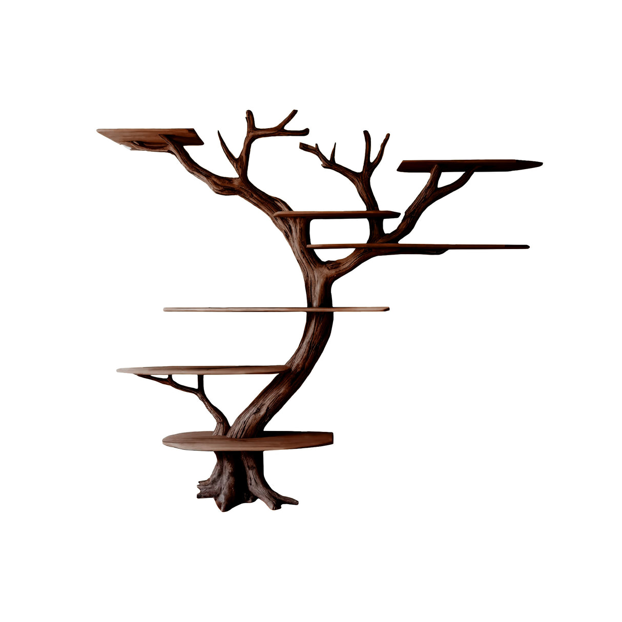 Branchline Solid Wood Tree Bookshelf Dark Walnut - Timberustic Tree Bookshelf