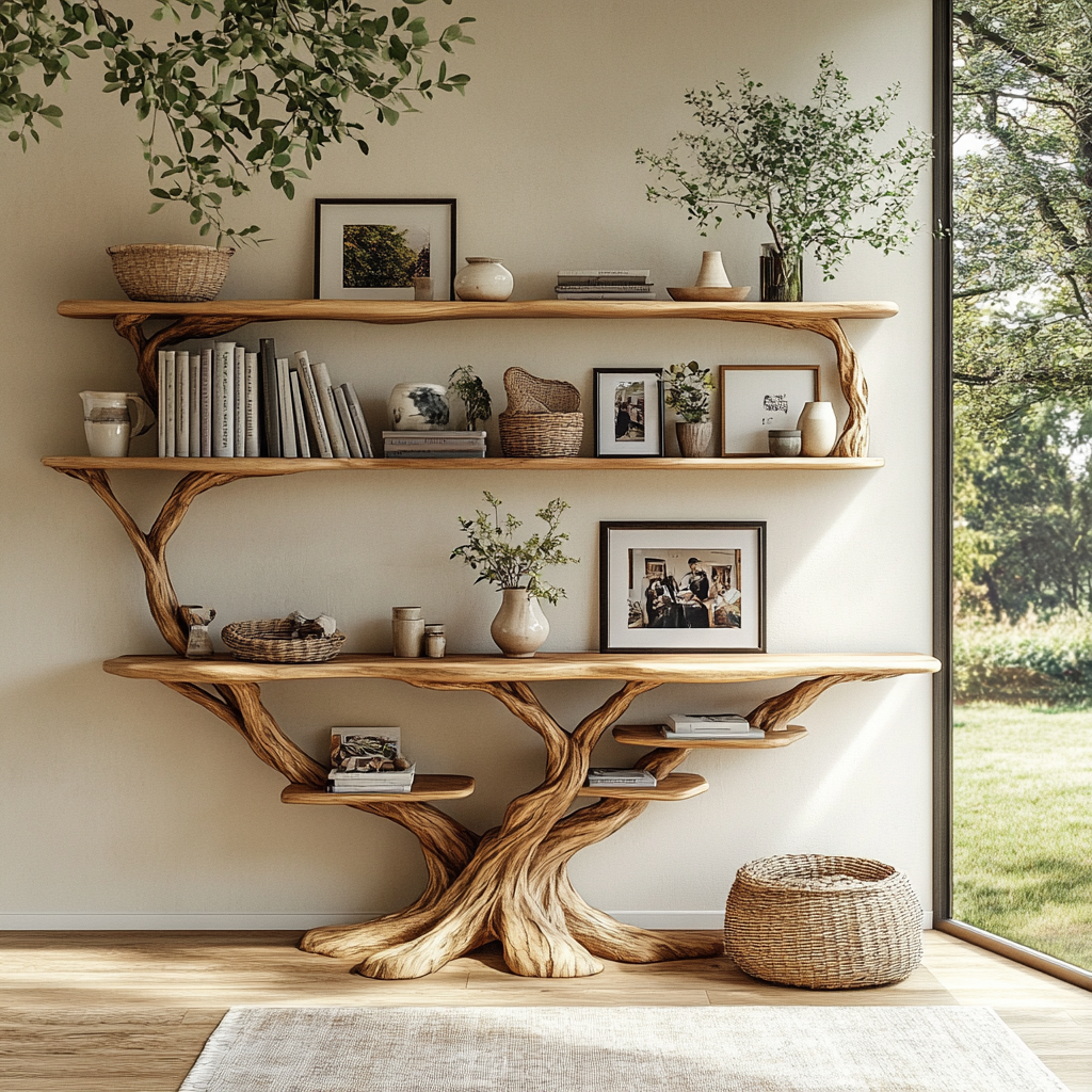 Branford Grove Solid Wood Console Table with Shelves - Timberustic Console Table with Shelves
