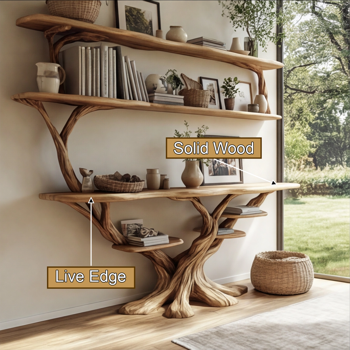 Branford Grove Solid Wood Console Table with Shelves - Timberustic Console Table with Shelves