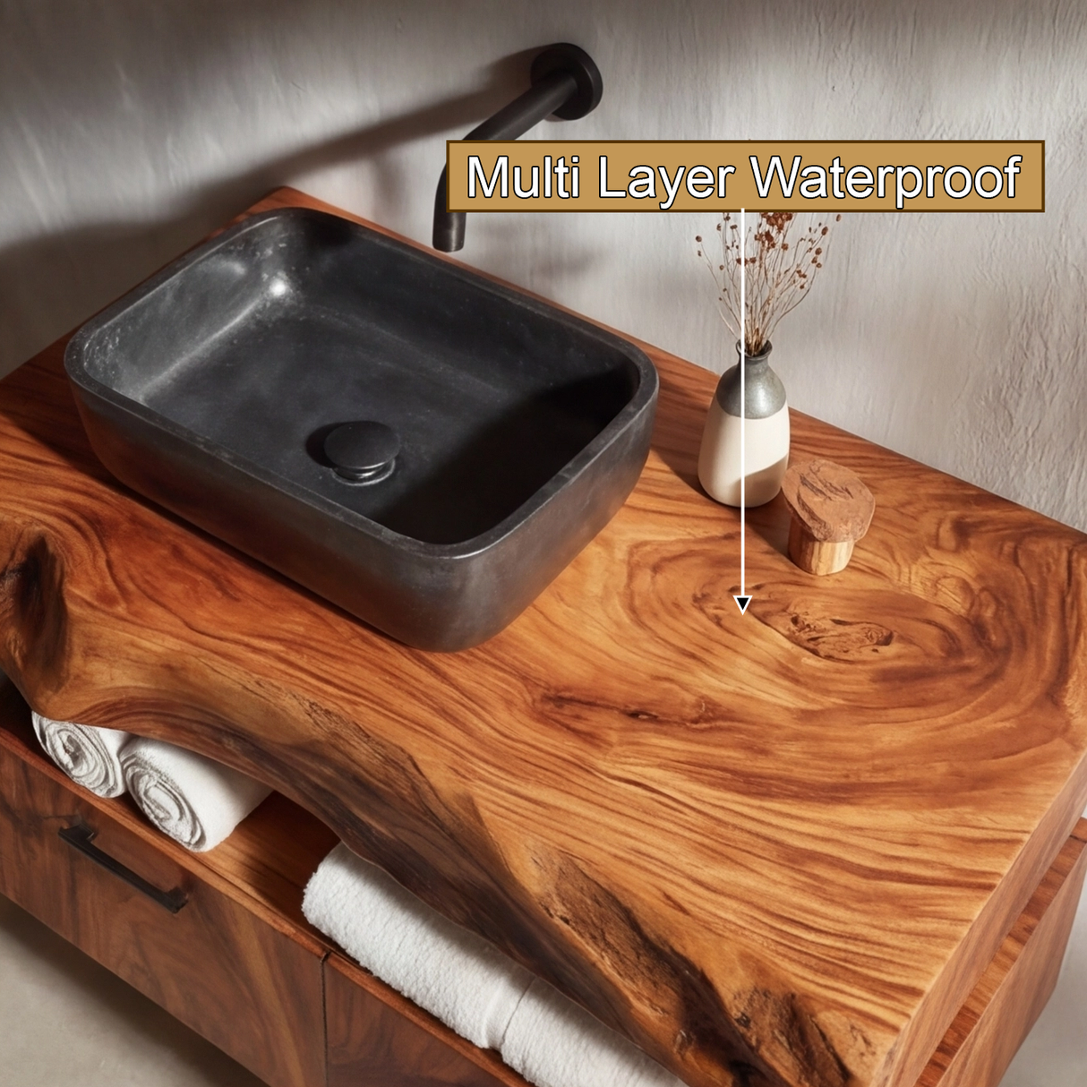 Branor Live Edge Solid Wood Floating Bathroom Vanity with Drawers - Timberustic Floating Bathroom Vanity With Drawers