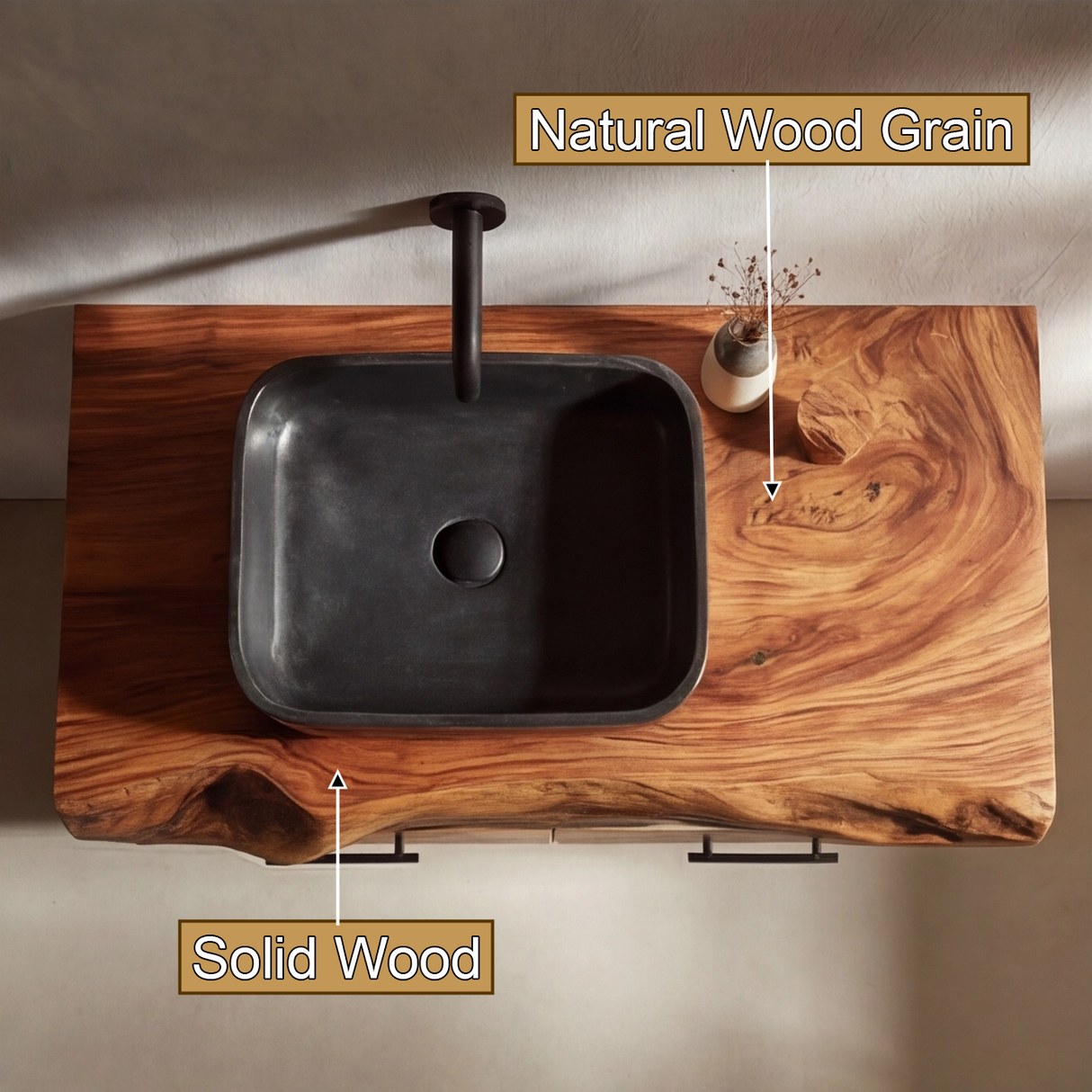 Branor Live Edge Solid Wood Floating Bathroom Vanity with Drawers - Timberustic Floating Bathroom Vanity With Drawers