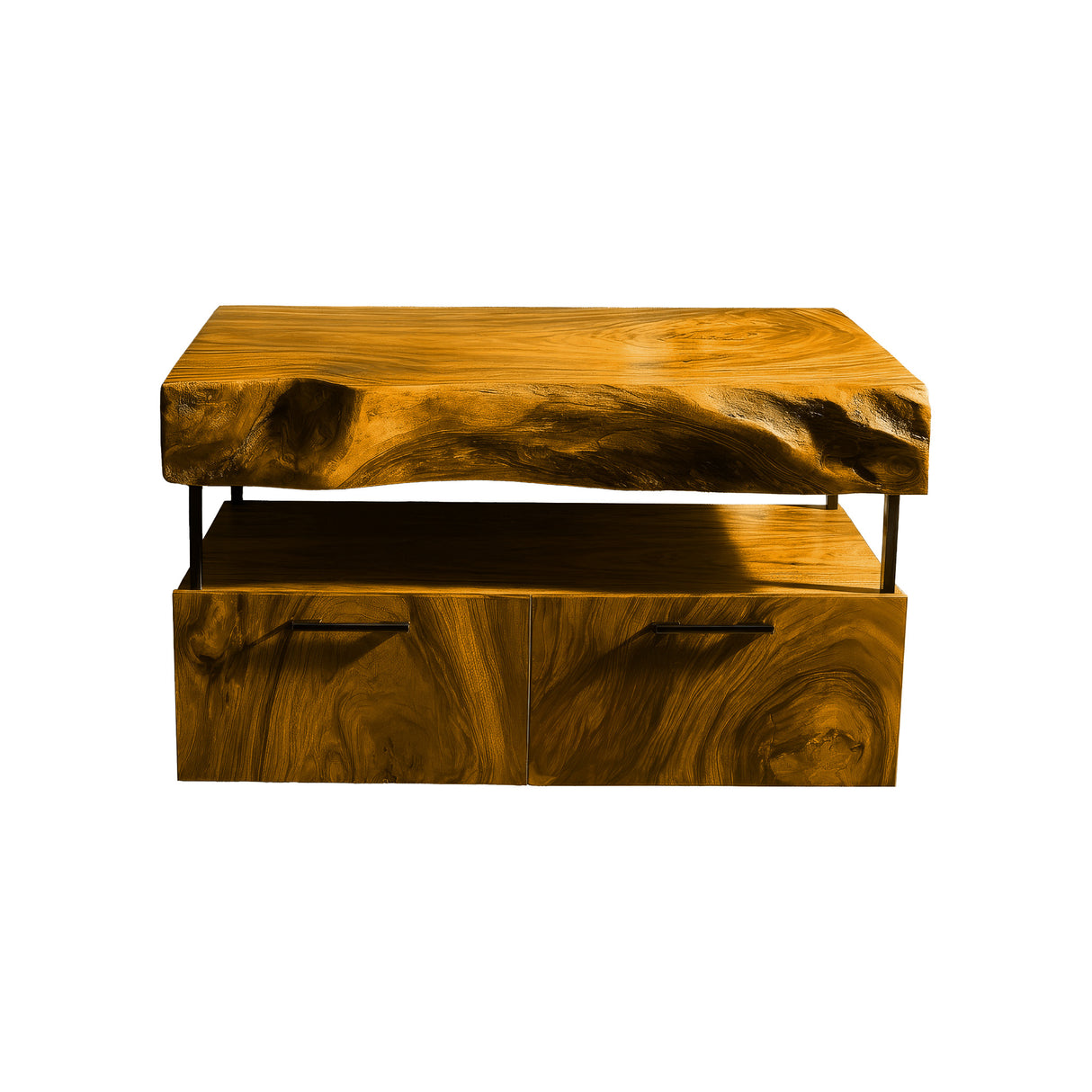 Branor Live Edge Solid Wood Floating Bathroom Vanity with Drawers Teak - Timberustic Floating Bathroom Vanity With Drawers