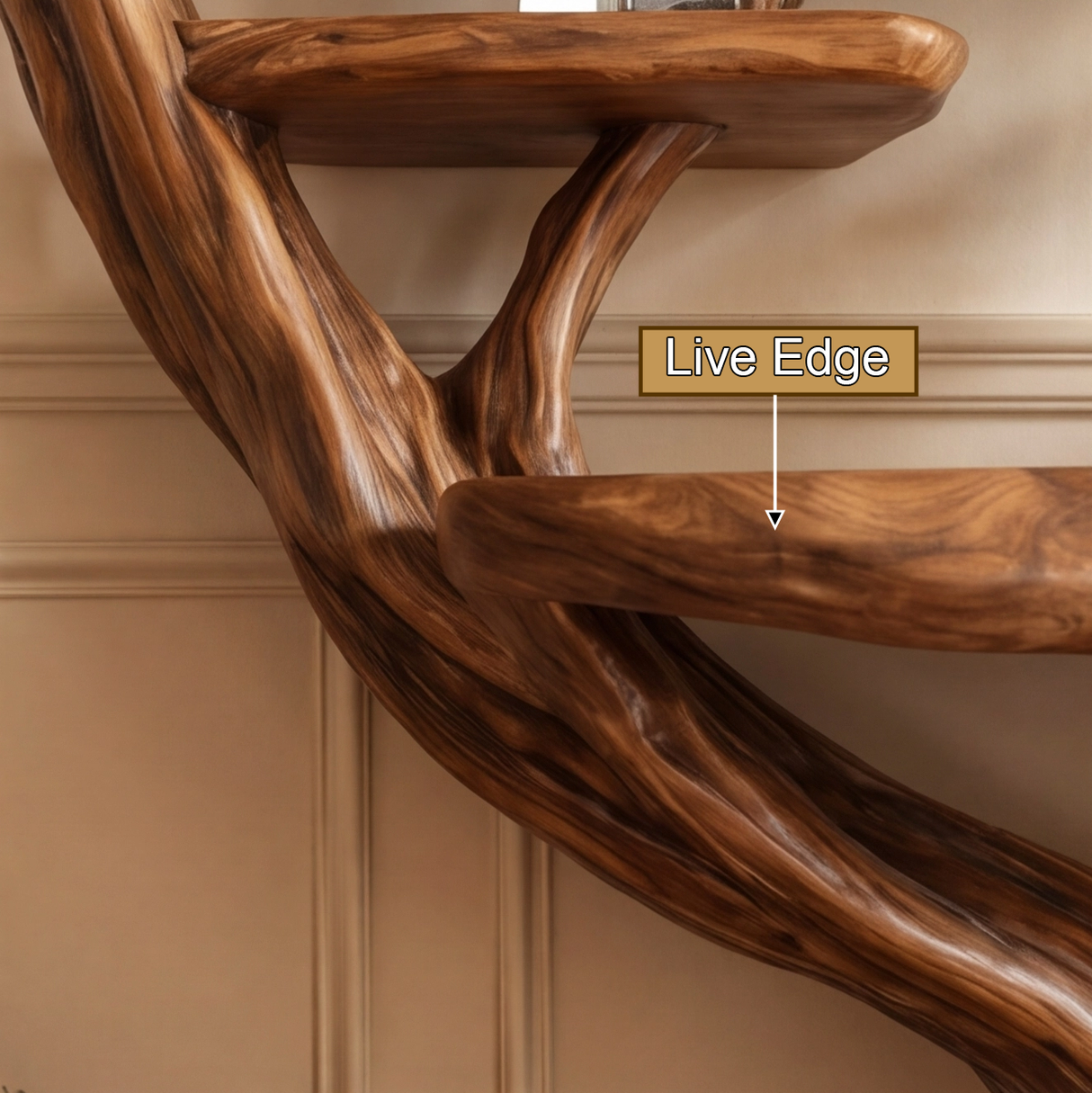 Bravik Sculpted Solid Wood Console Table with Shelves - Timberustic Console Table with Shelves