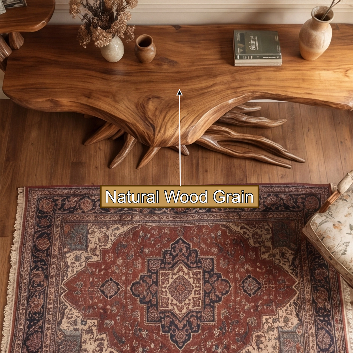 Bravik Sculpted Solid Wood Console Table with Shelves - Timberustic Console Table with Shelves