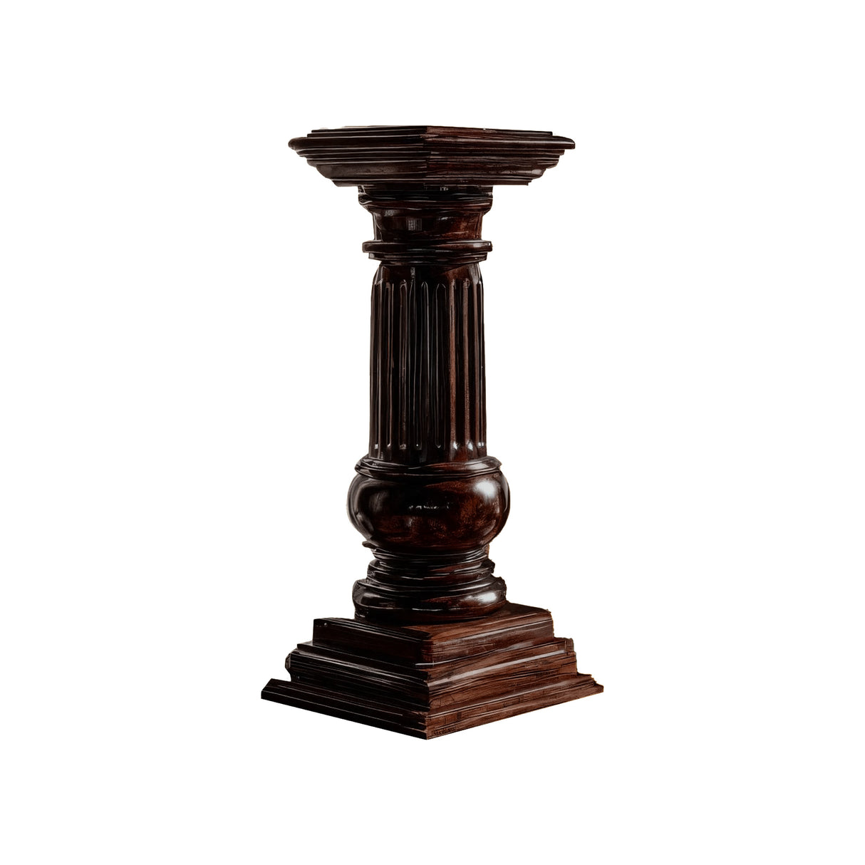 Bravion Handcrafted Solid Wood Pedestal Stand Dark Walnut - Timberustic Pedestal Stand