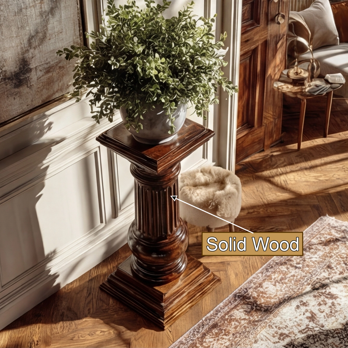 Bravion Handcrafted Solid Wood Pedestal Stand - Timberustic Pedestal Stand