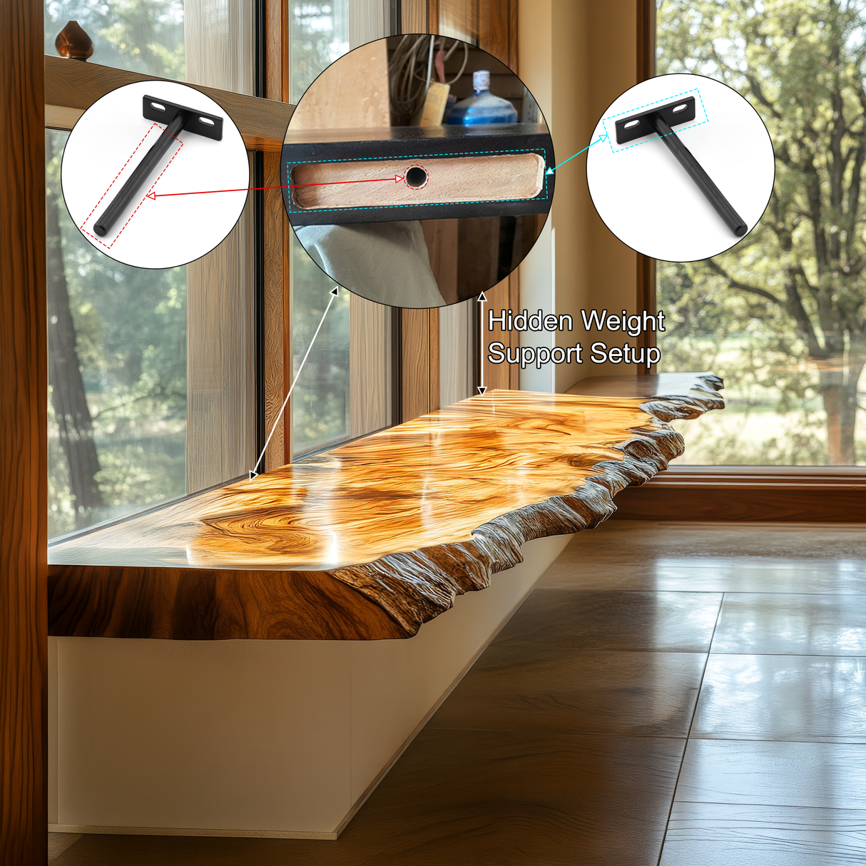 Bravon Live Edge Solid Wood Floating Shelf SPA543243 - Timberustic Floating Shelf