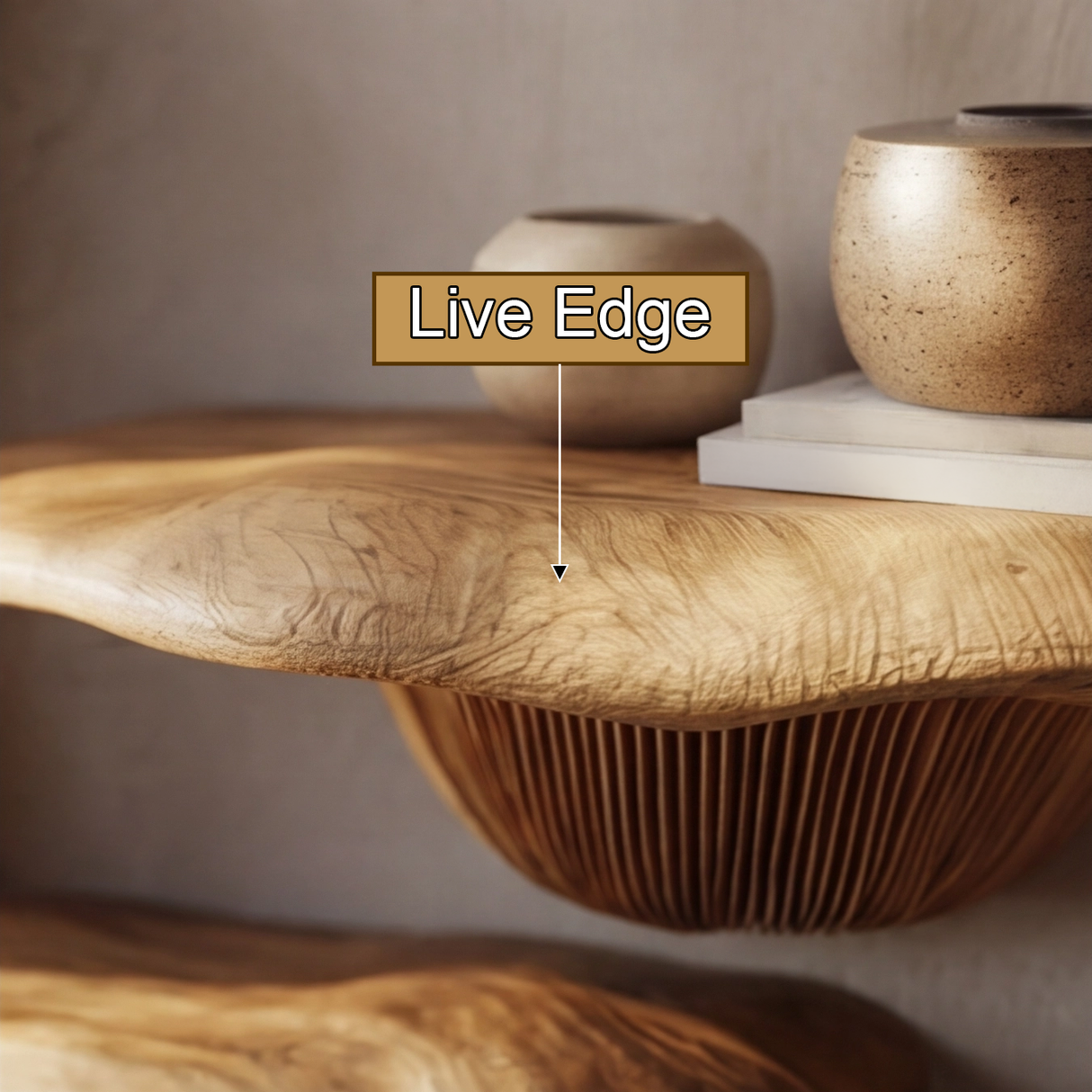 Bravorn Live Edge Solid Wood Mushroom Floating Shelf SPA294121 - Timberustic Floating Shelf