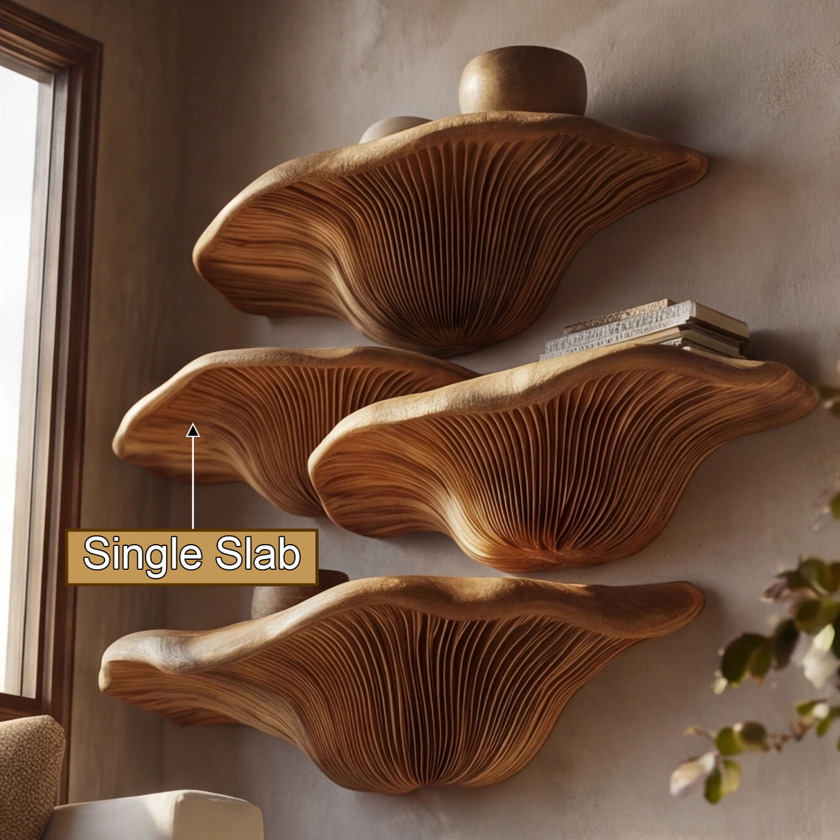 Bravorn Live Edge Solid Wood Mushroom Floating Shelf SPA294121 - Timberustic Floating Shelf