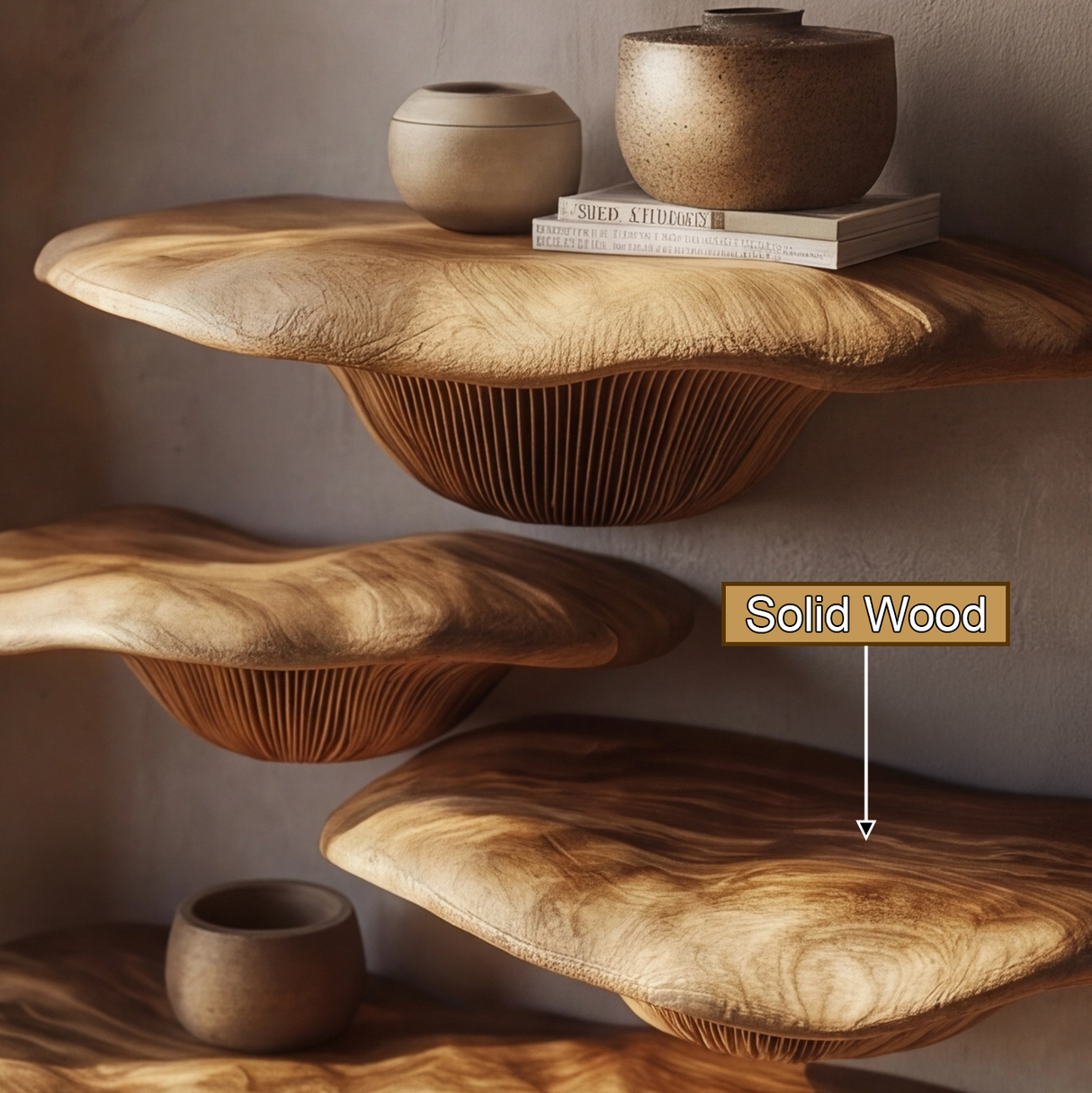 Bravorn Live Edge Solid Wood Mushroom Floating Shelf SPA294121 - Timberustic Floating Shelf