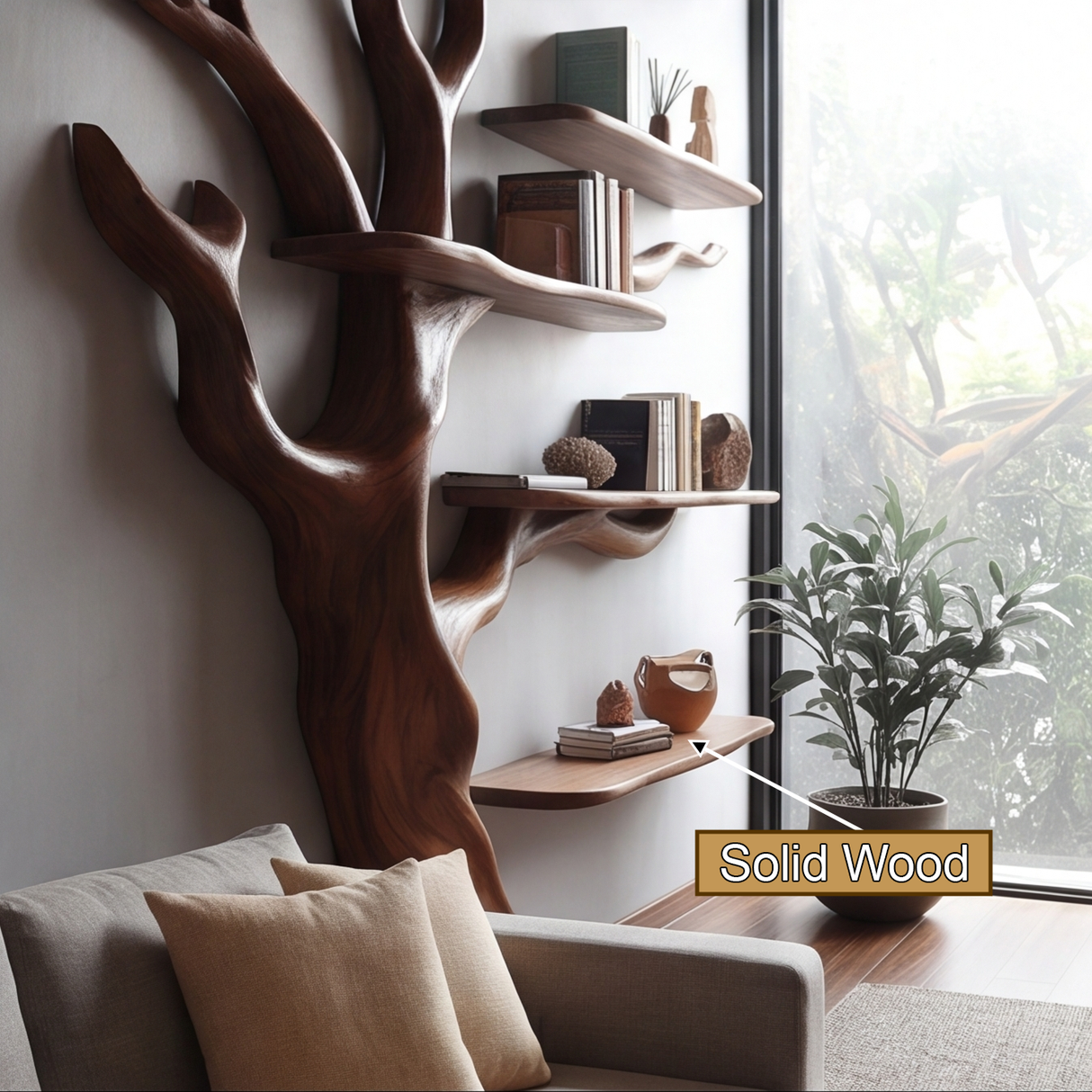 Briarcrest Handcrafted Solid Wood Tree Bookshelf - Timberustic Tree Bookshelf