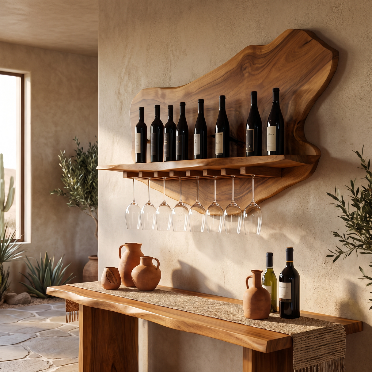 Briarcrest Live Edge Handcrafted Floating Wine Shelf SPA256536 Brown - Timberustic Floating Wine Shelf