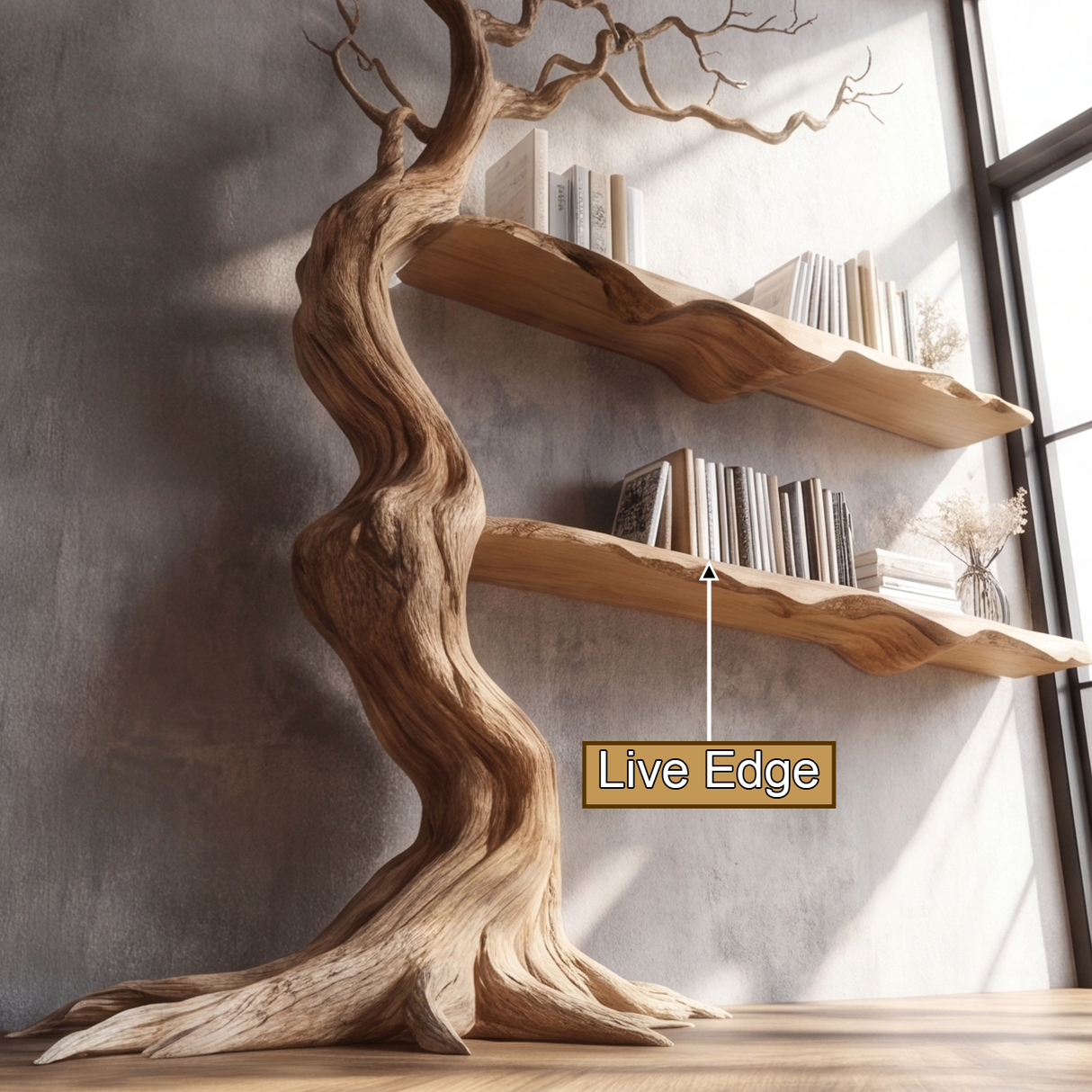 Briarhaven Handcrafted Solid Wood Tree Bookshelf