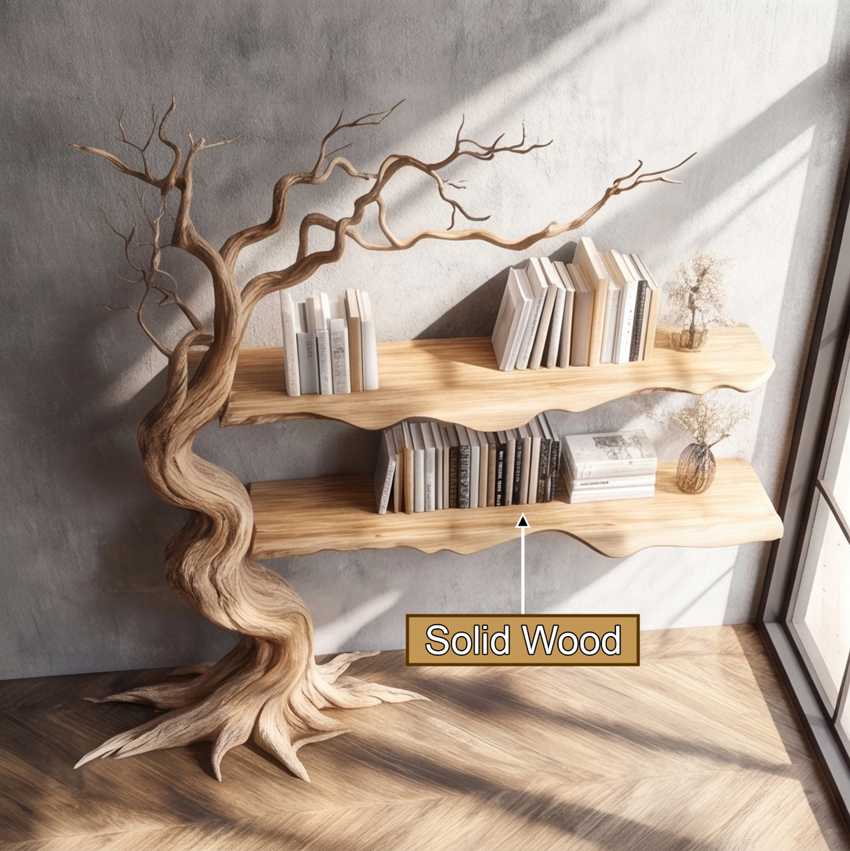 Briarhaven Handcrafted Solid Wood Tree Bookshelf