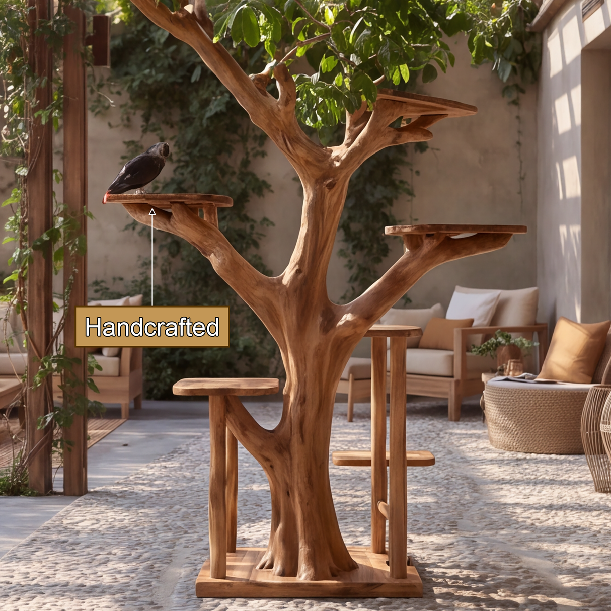 Briarhaven Handcrafted Tree Branch Parrot Stand SPA321502 - Timberustic Tree Branch Parrot Stand