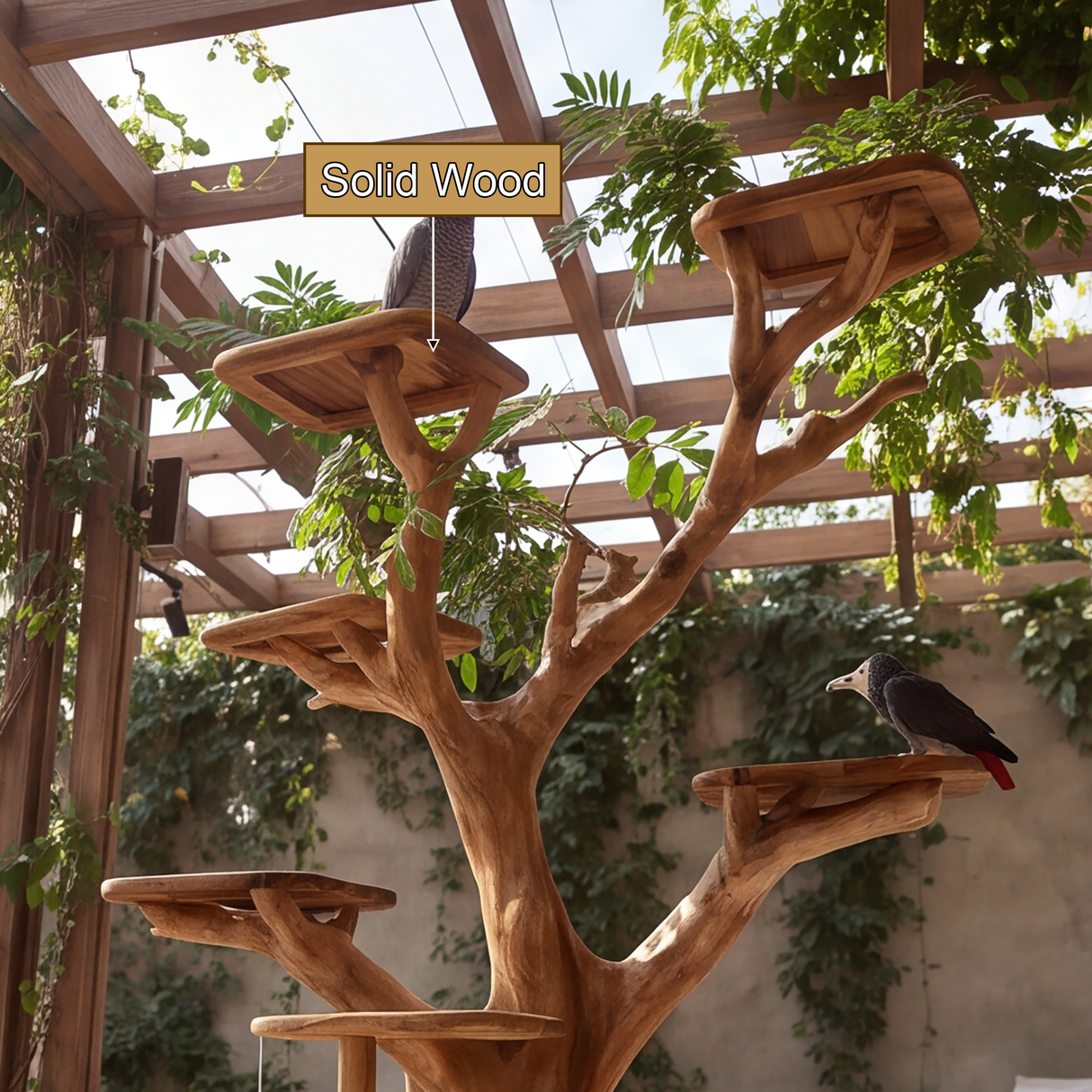 Briarhaven Handcrafted Tree Branch Parrot Stand SPA321502 - Timberustic Tree Branch Parrot Stand
