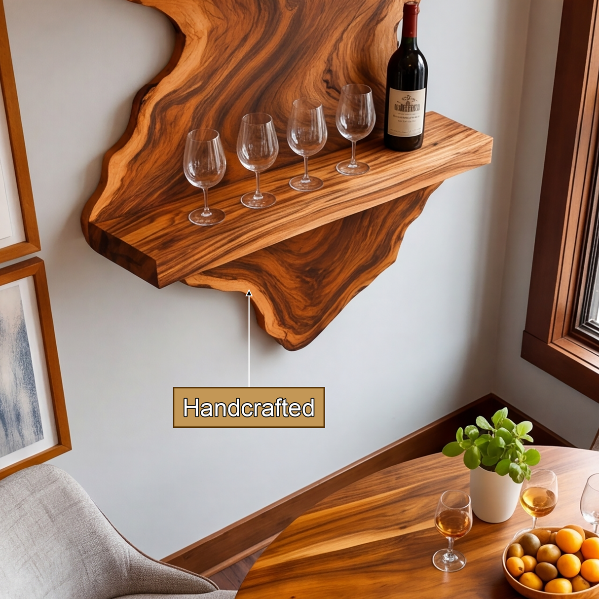 Briarhaven Live Edge Handcrafted Floating Wine Shelf SPA124541 - Timberustic Floating Wine Shelf