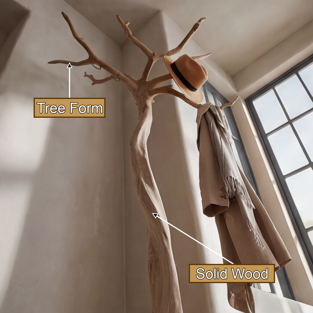 Briarhollow Sculpted Solid Wood Tree Coat Rack - Timberustic Tree Coat Rack
