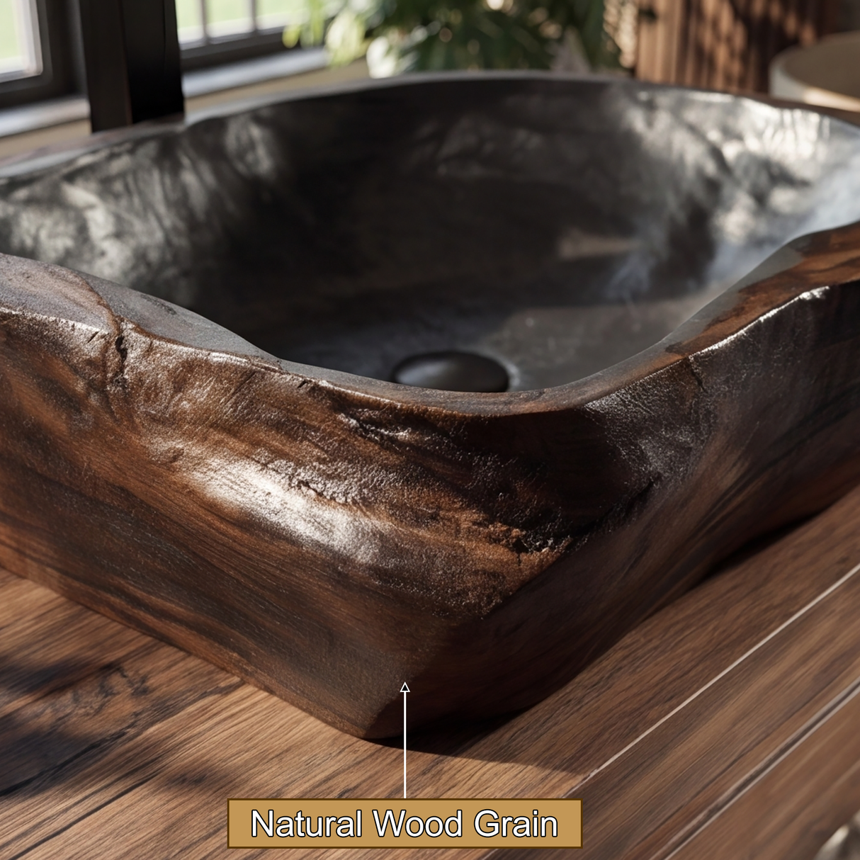 Brielle Live Edge Solid Wood Vessel Sink - Timberustic Vessel Sinks