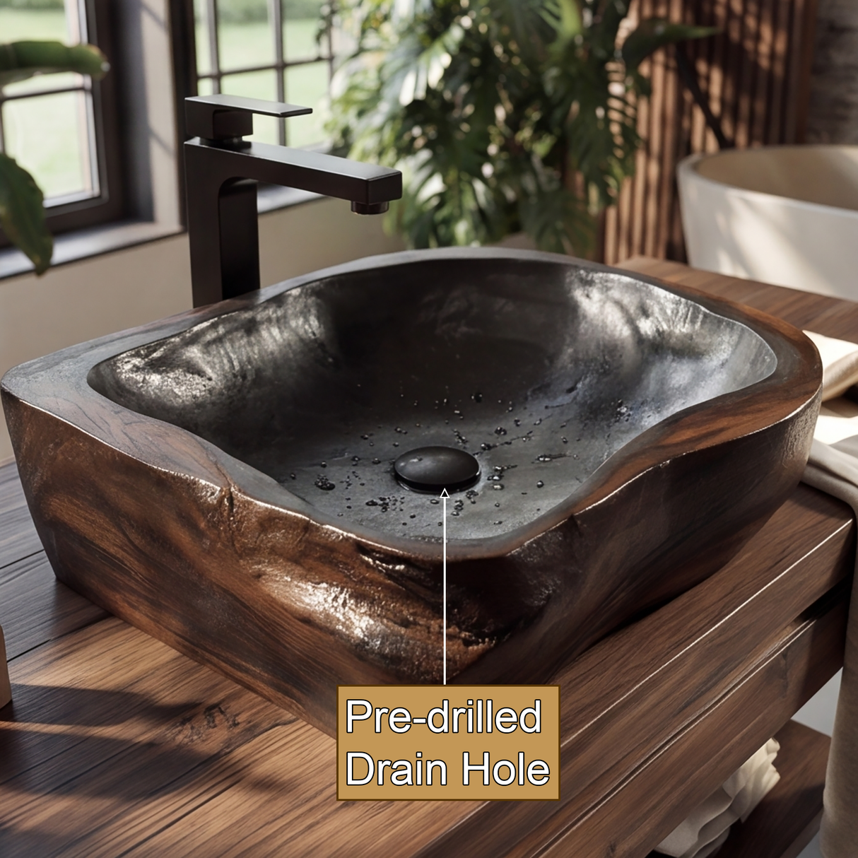 Brielle Live Edge Solid Wood Vessel Sink - Timberustic Vessel Sinks
