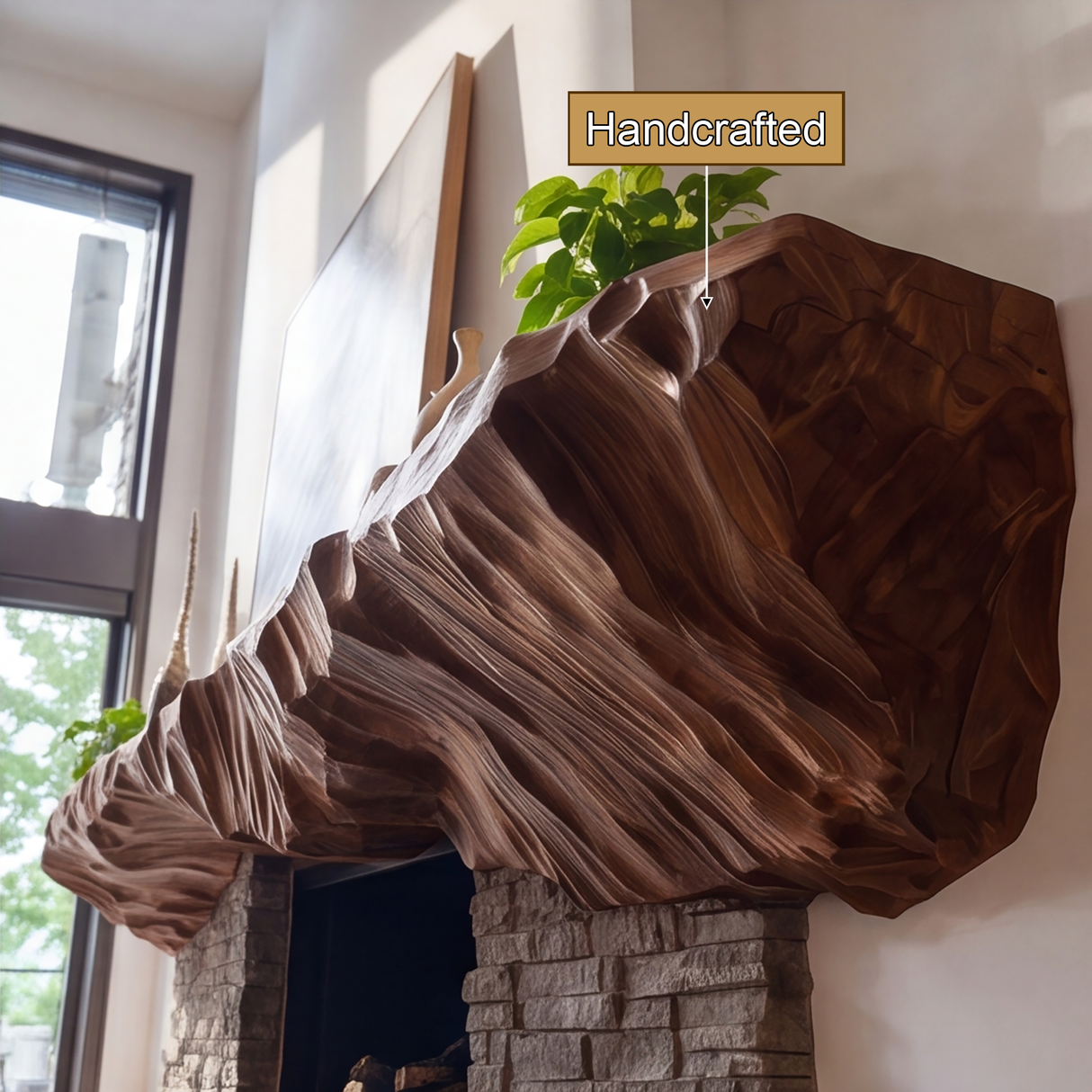 Brimor Handcrafted Sculpted Solid Wood Fireplace Mantel Shelf SPA253257 - Timberustic Fireplace Mantel Shelf