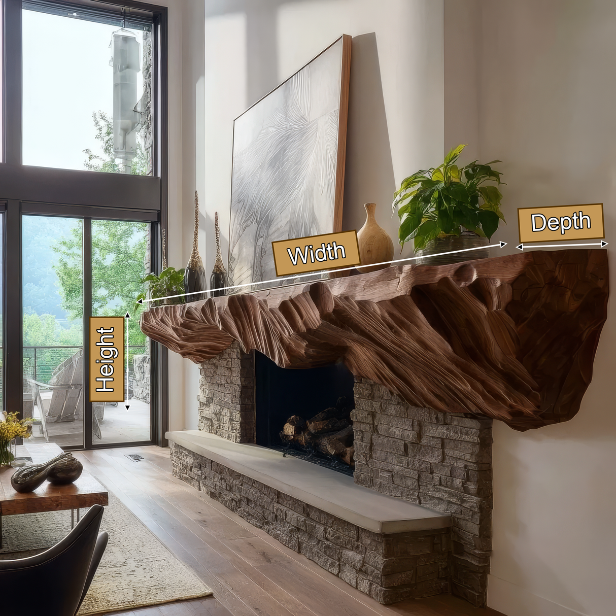 Brimor Handcrafted Sculpted Solid Wood Fireplace Mantel Shelf SPA253257 - Timberustic Fireplace Mantel Shelf