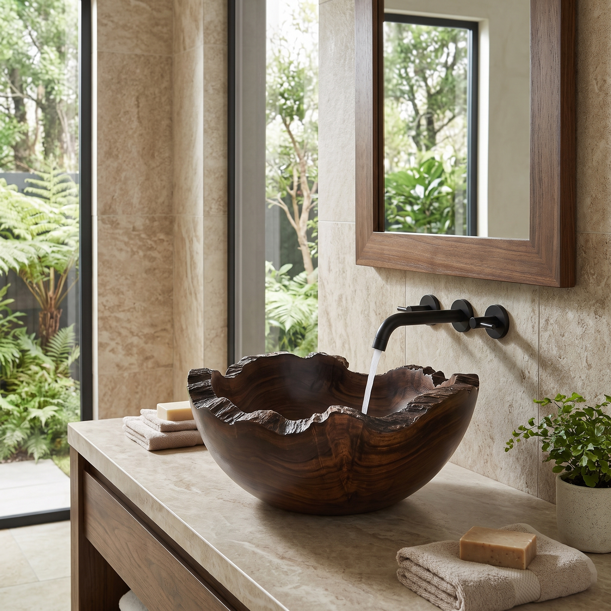 Brimroot Handcrafted Solid Wood Live Edge Vessel Sink - Timberustic Vessel Sinks
