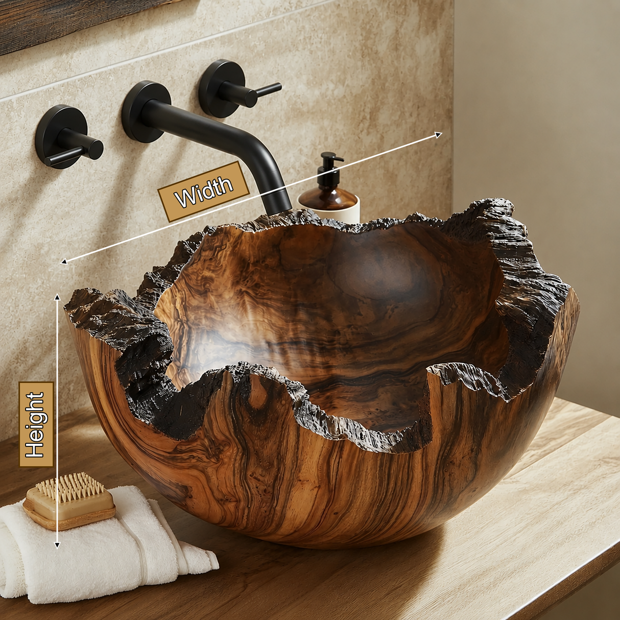 Brimroot Handcrafted Solid Wood Live Edge Vessel Sink - Timberustic Vessel Sinks