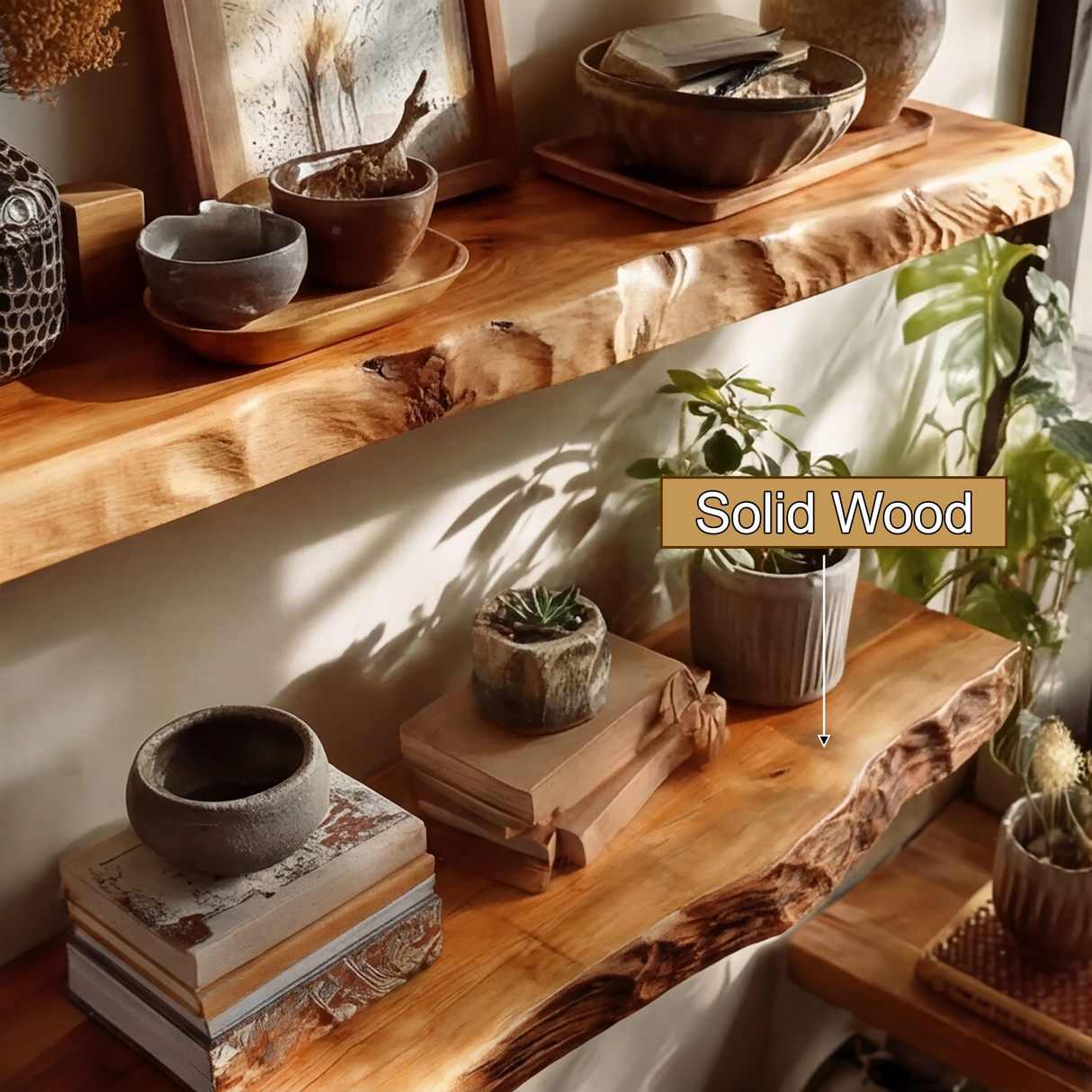 Brivena Live Edge Solid Wood Floating Shelf SPA945128 - Timberustic Floating Shelf
