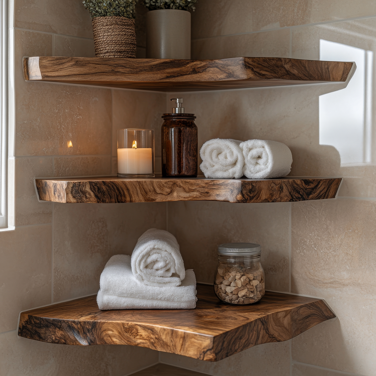 Brivon Live Edge Solid Wood Floating Shelf SPA253512 - Timberustic Floating Shelf