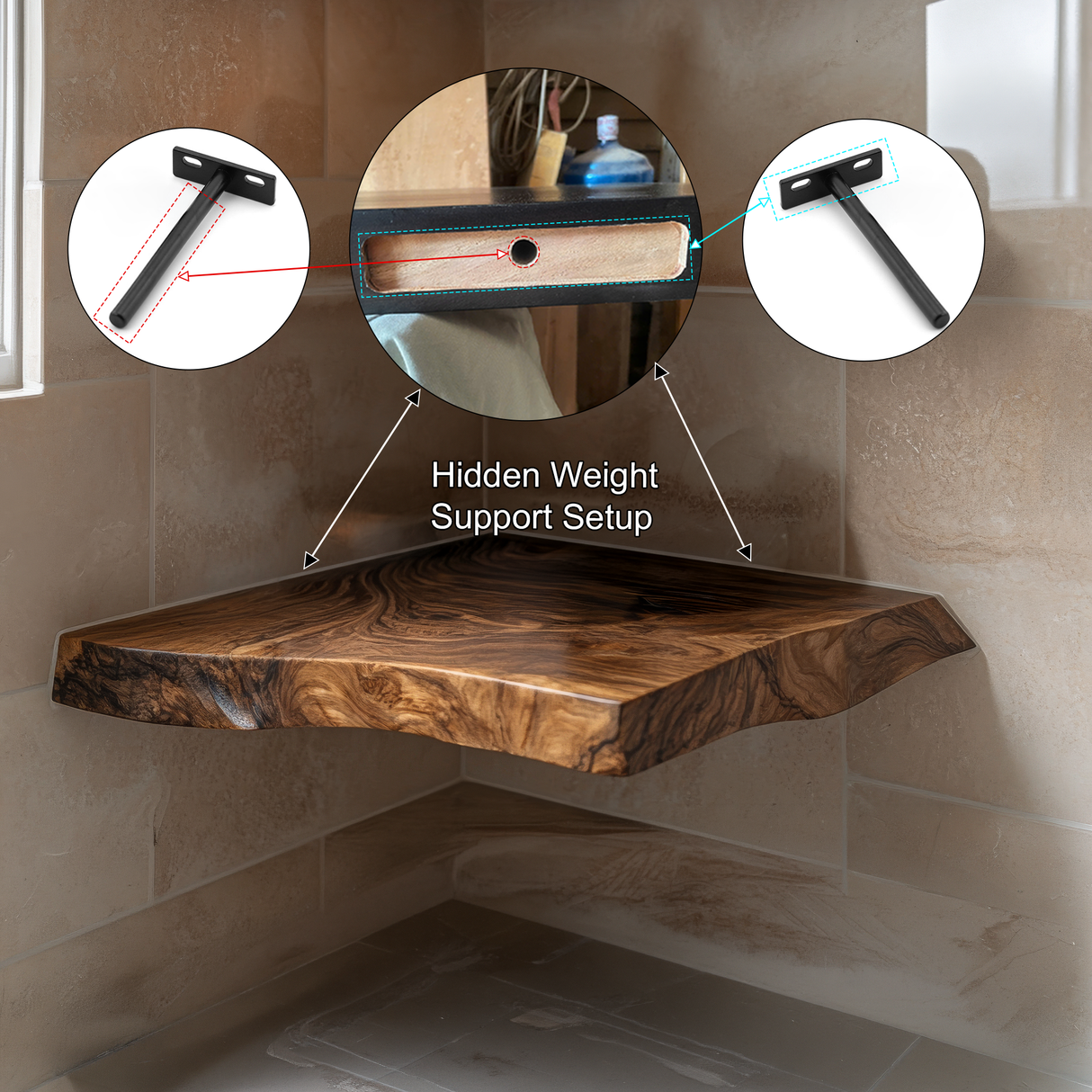 Brivon Live Edge Solid Wood Floating Shelf SPA253512 - Timberustic Floating Shelf