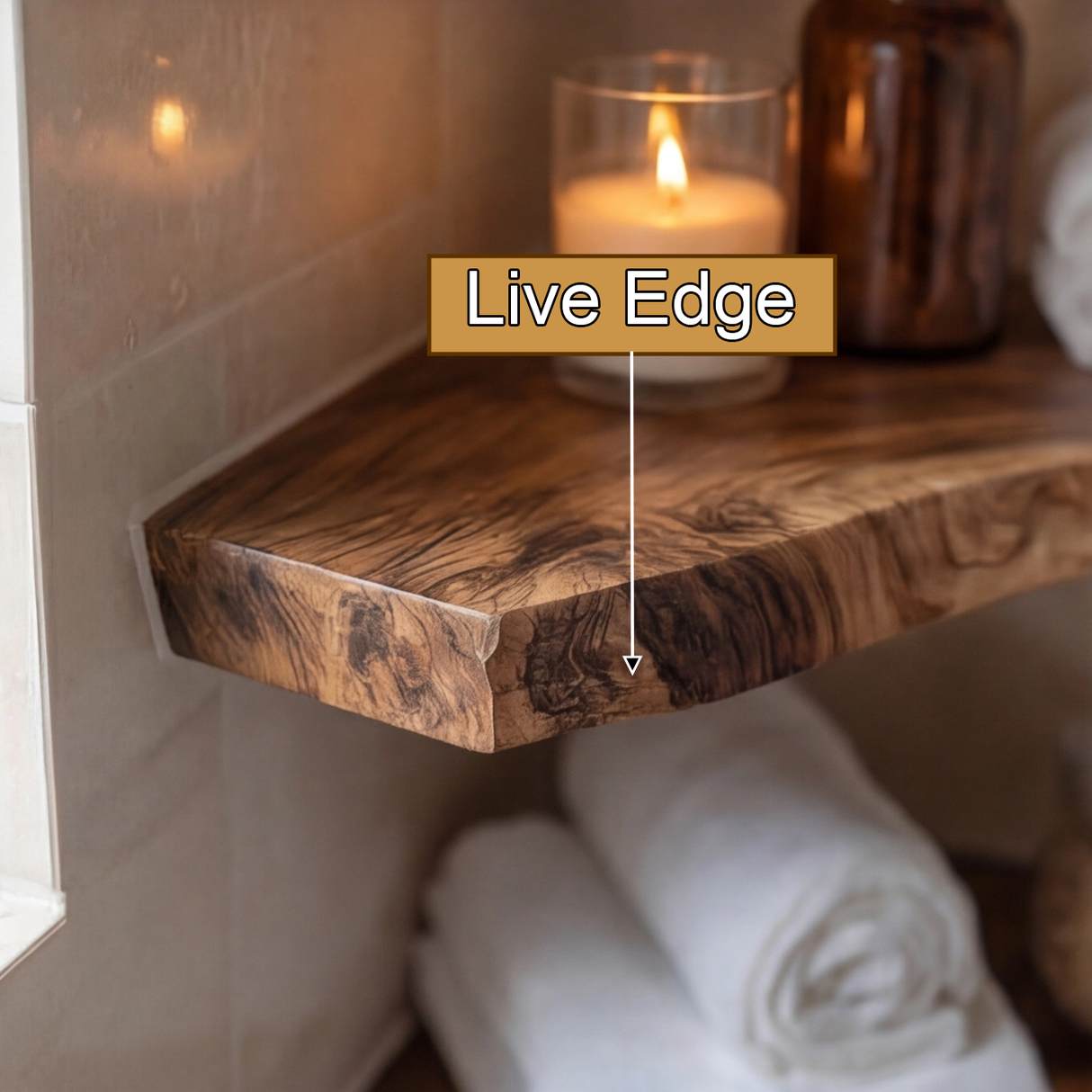 Brivon Live Edge Solid Wood Floating Shelf SPA253512 - Timberustic Floating Shelf